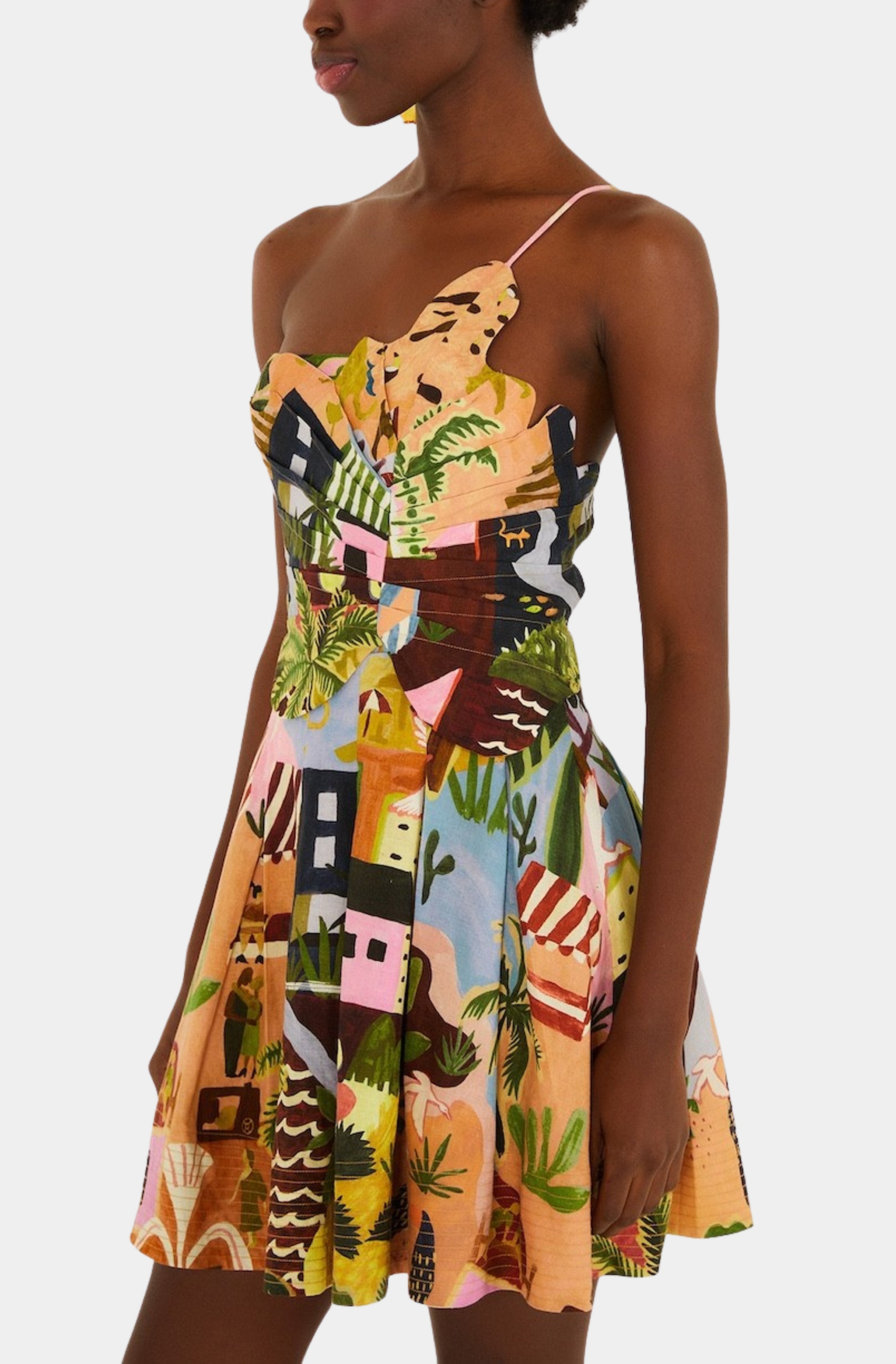Tropical Painting Multicolor Mini Dress – HEMLINE French Quarter