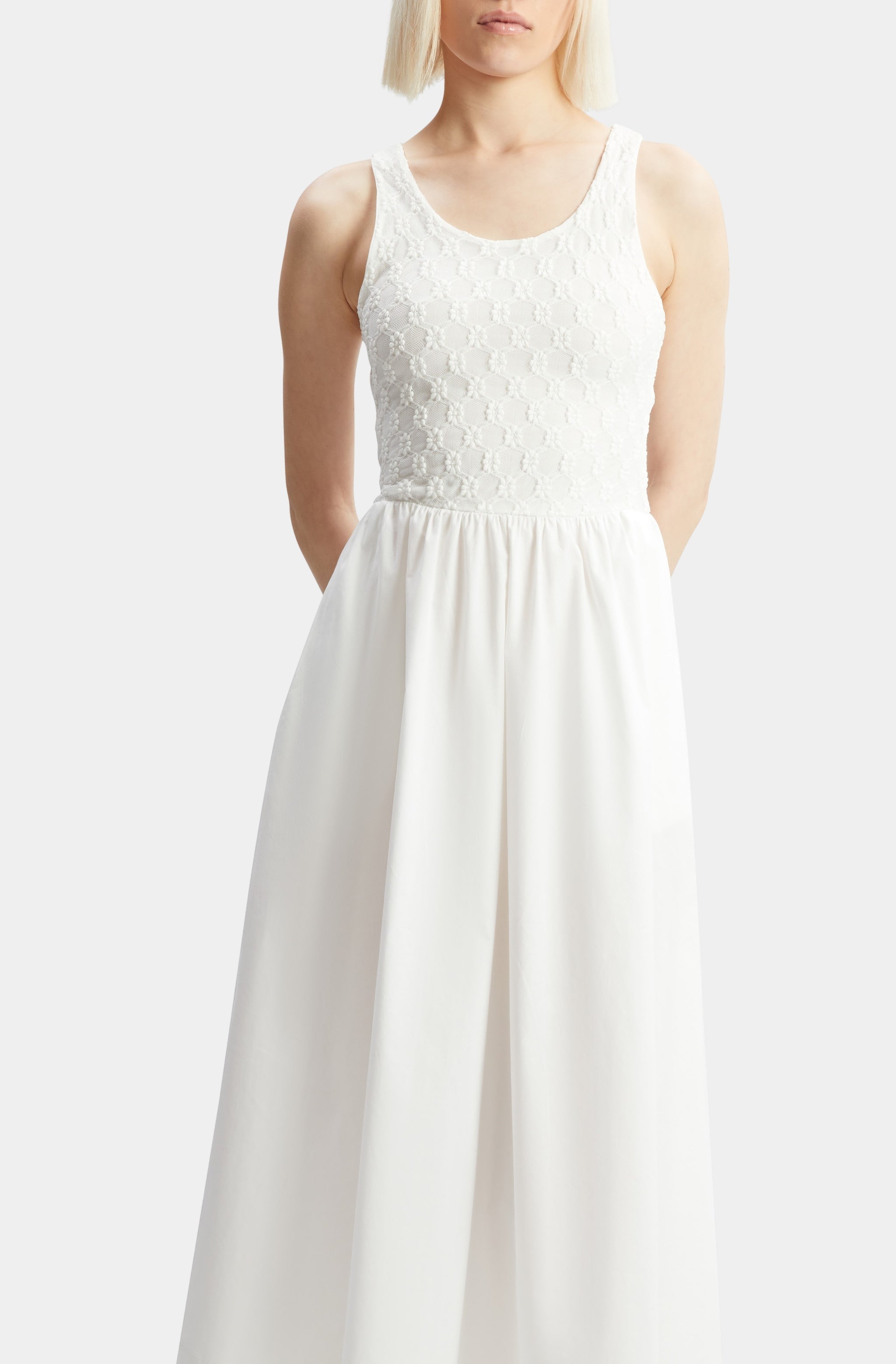 Bryony Lace Poplin Midi Dress HEMLINE French Quarter Bryony Lace Poplin Midi Dress HEMLINE French Quarter