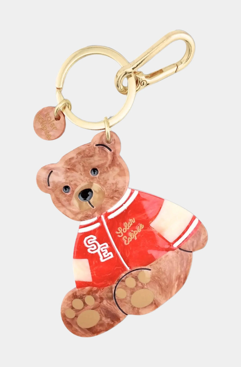 Hand-painted Varsity Teddy Bear Bag Charm Keychain – HEMLINE
