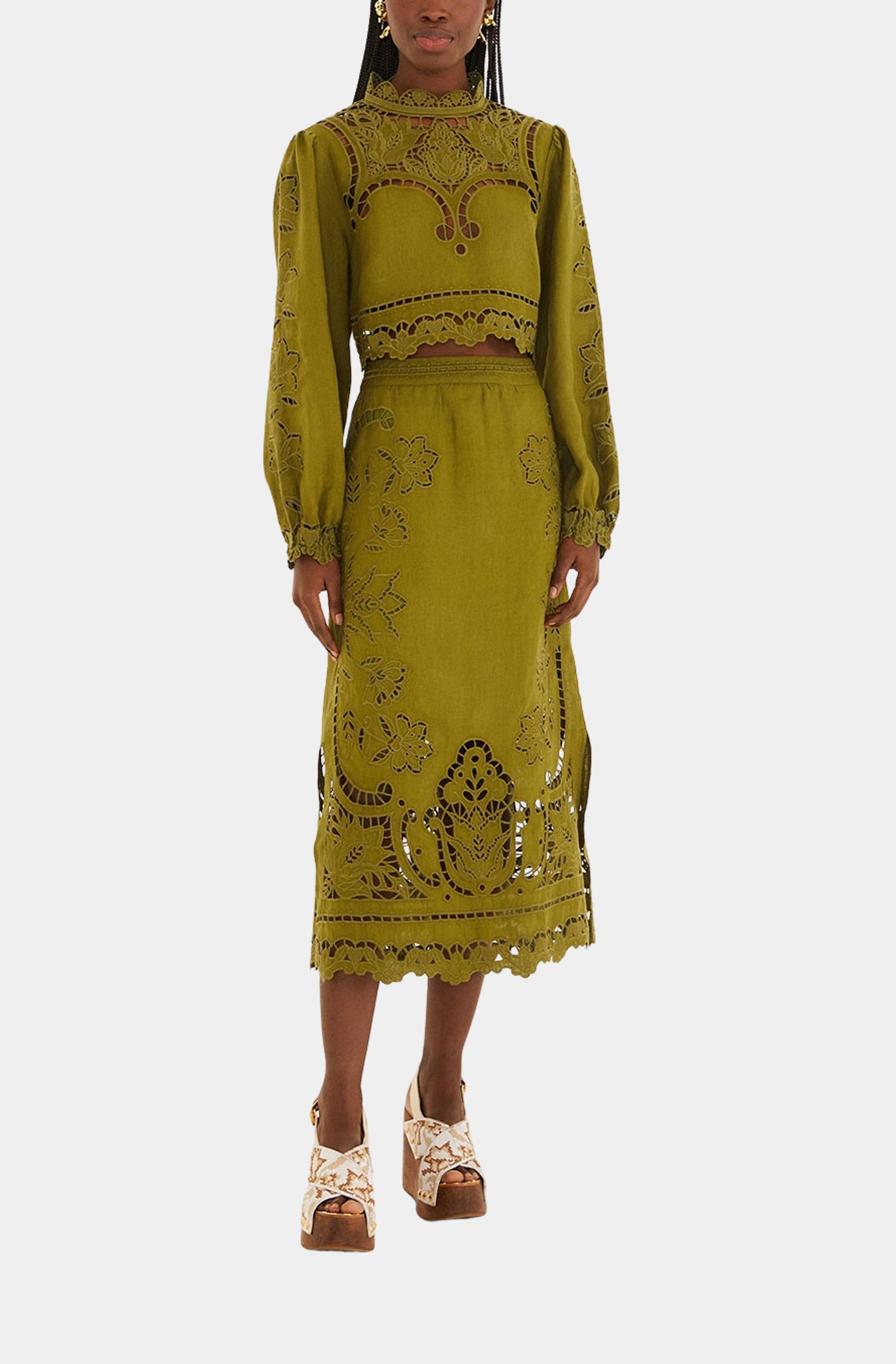 Majestic Garden Green Richelieu Skirt  HEMLINE French Quarter