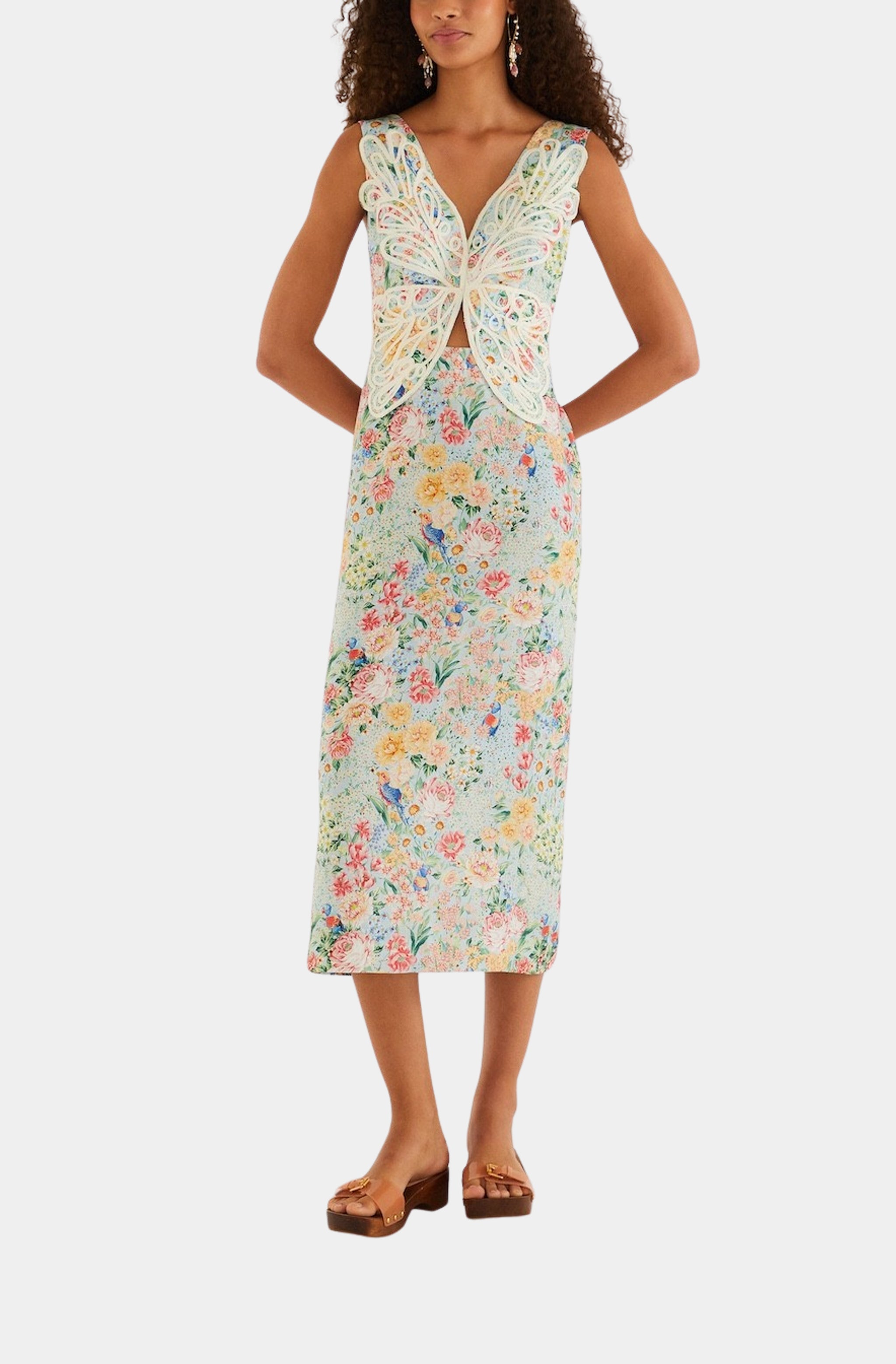 midi dress multicolor Multicolor Long Sleeve Ruffle Criss Cross Midi Dress