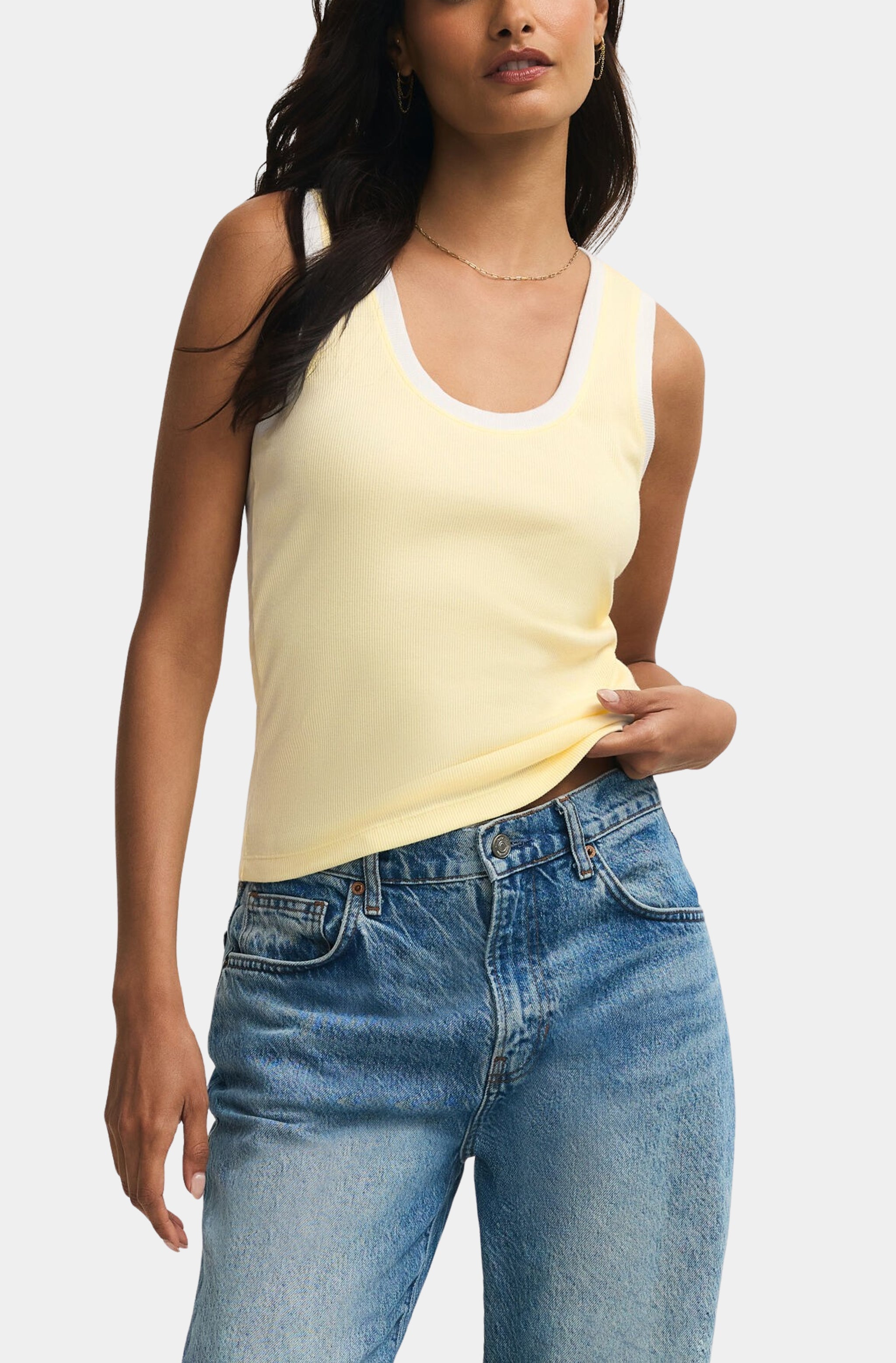 NKNIT rib mini tank top(navy、yellow) NKNIT rib mini tank top(navy