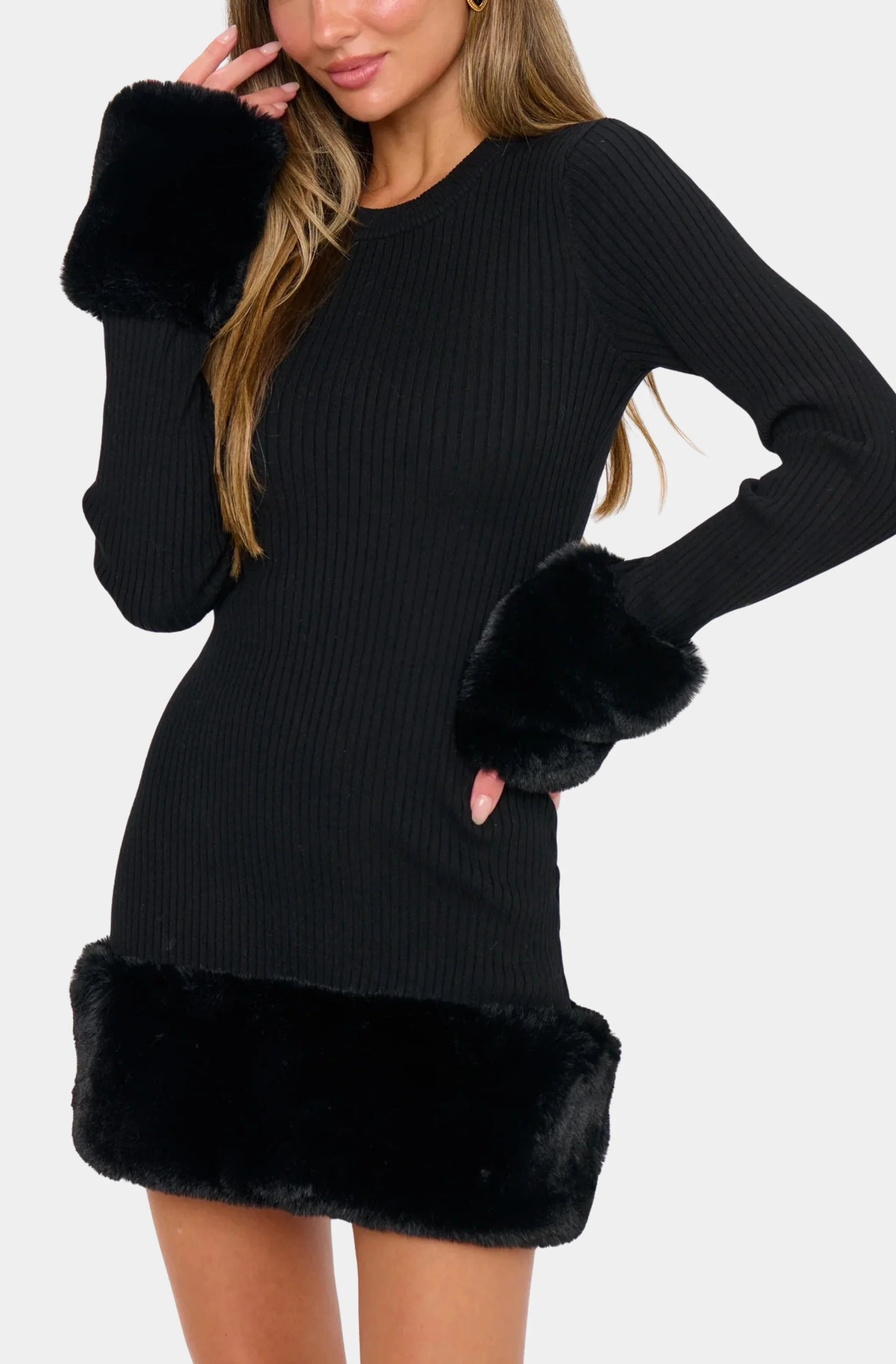 ワンピース Fur pocket mini dress AM1542 Fur pocket mini