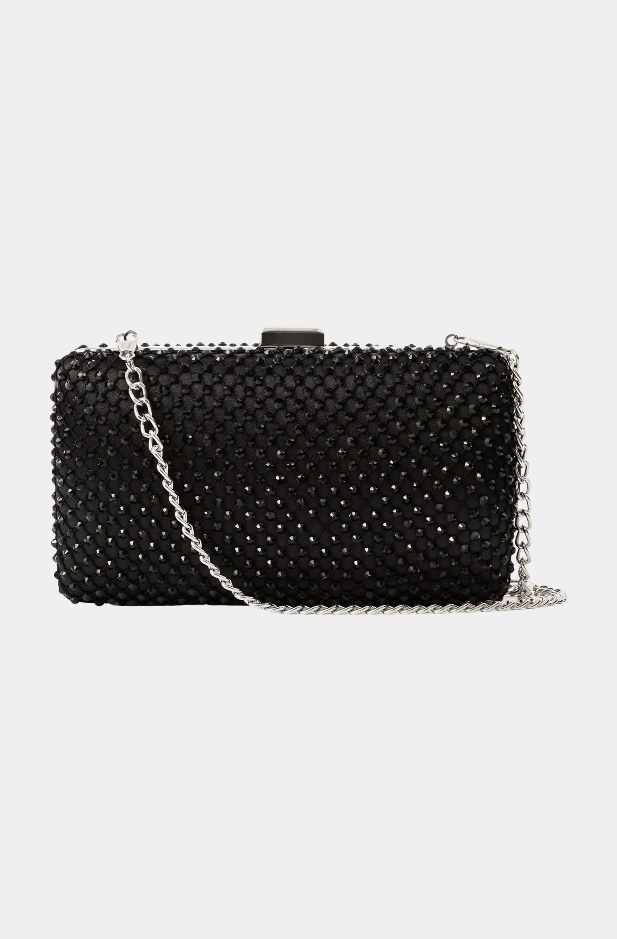 Rhinestone Quarter high quality Clutch In Black