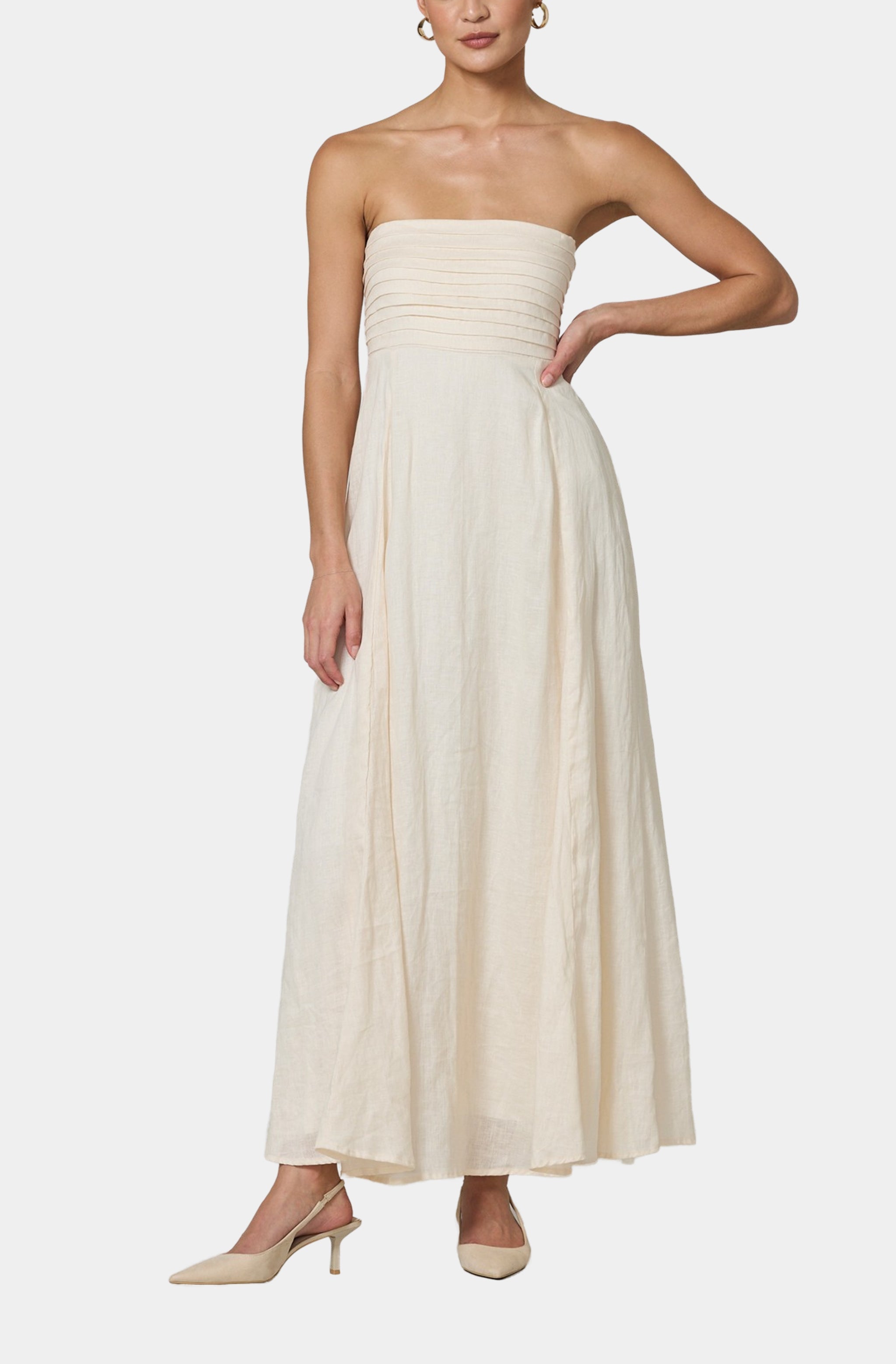 Talia Pintuck Linen Maxi Dress – HEMLINE French Quarter