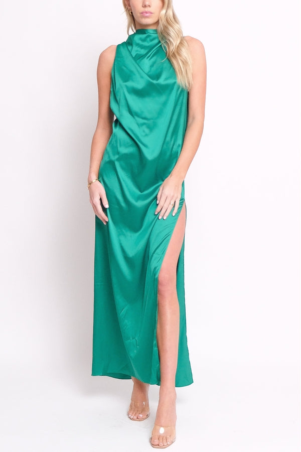 Halter Satin Drape Gown HEMLINE French Quarter