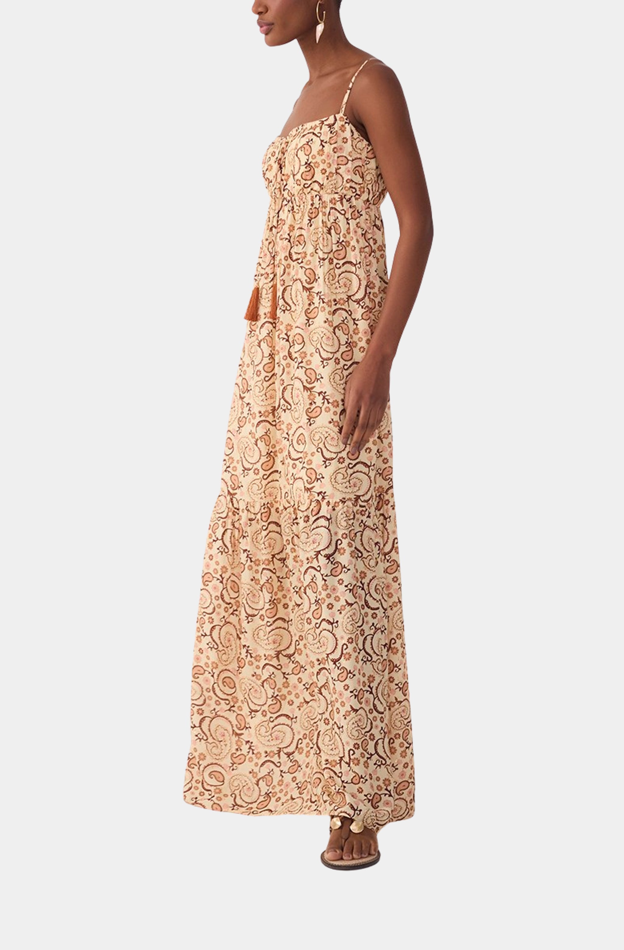 Lurex Drawstring Neckline Maxi Dress