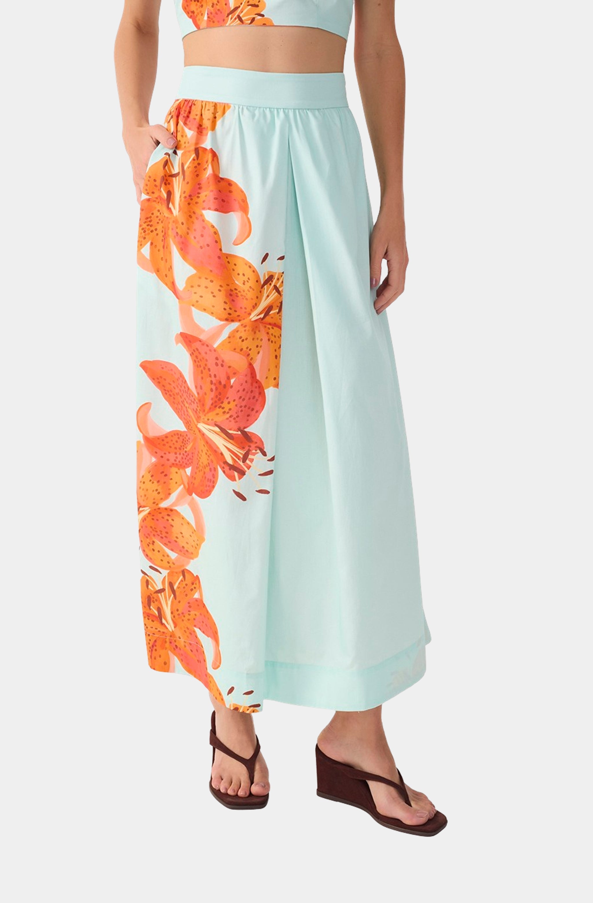 Tricoline Midi Skirt
