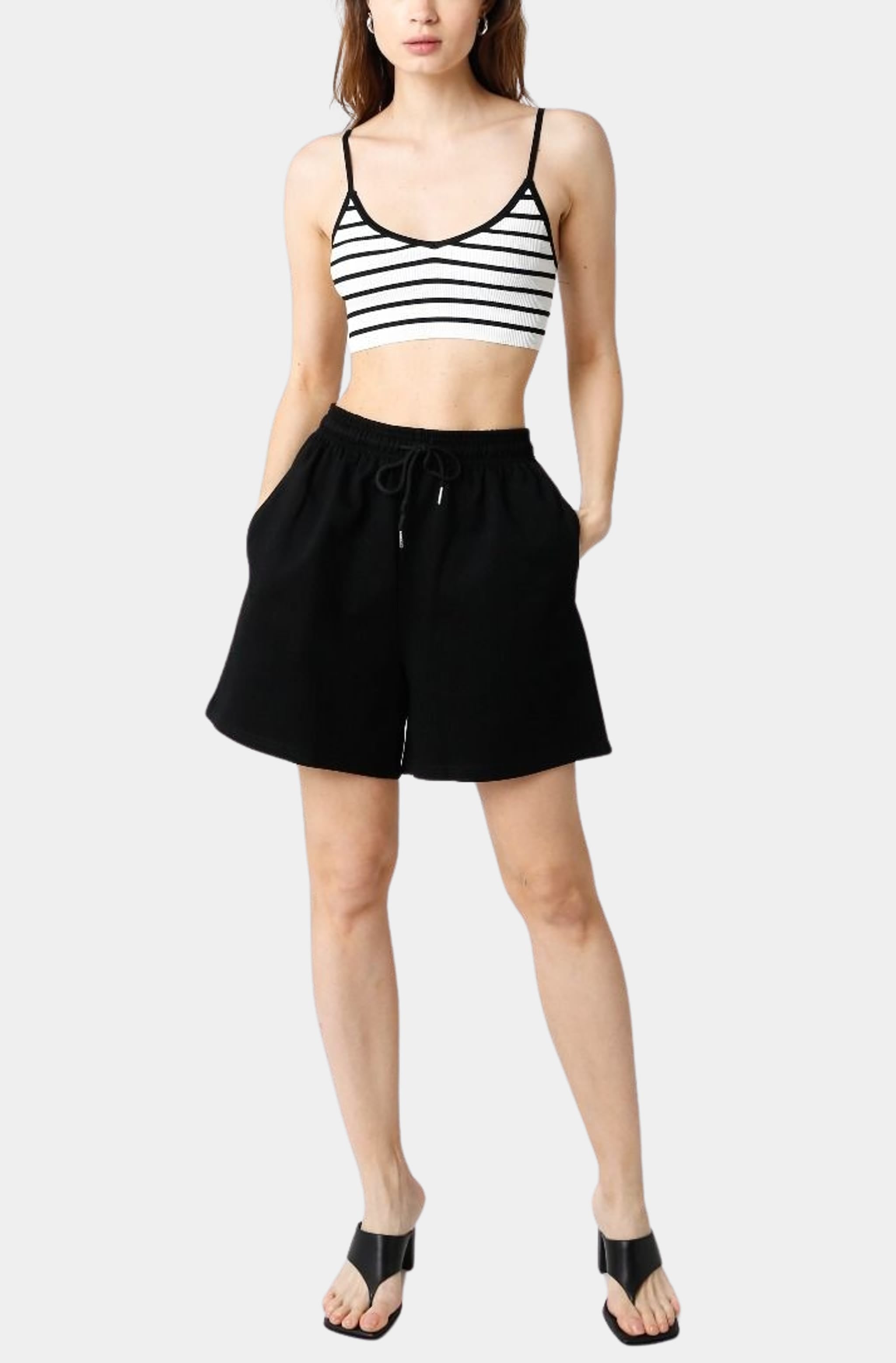 Black Allison Shorts with striped top