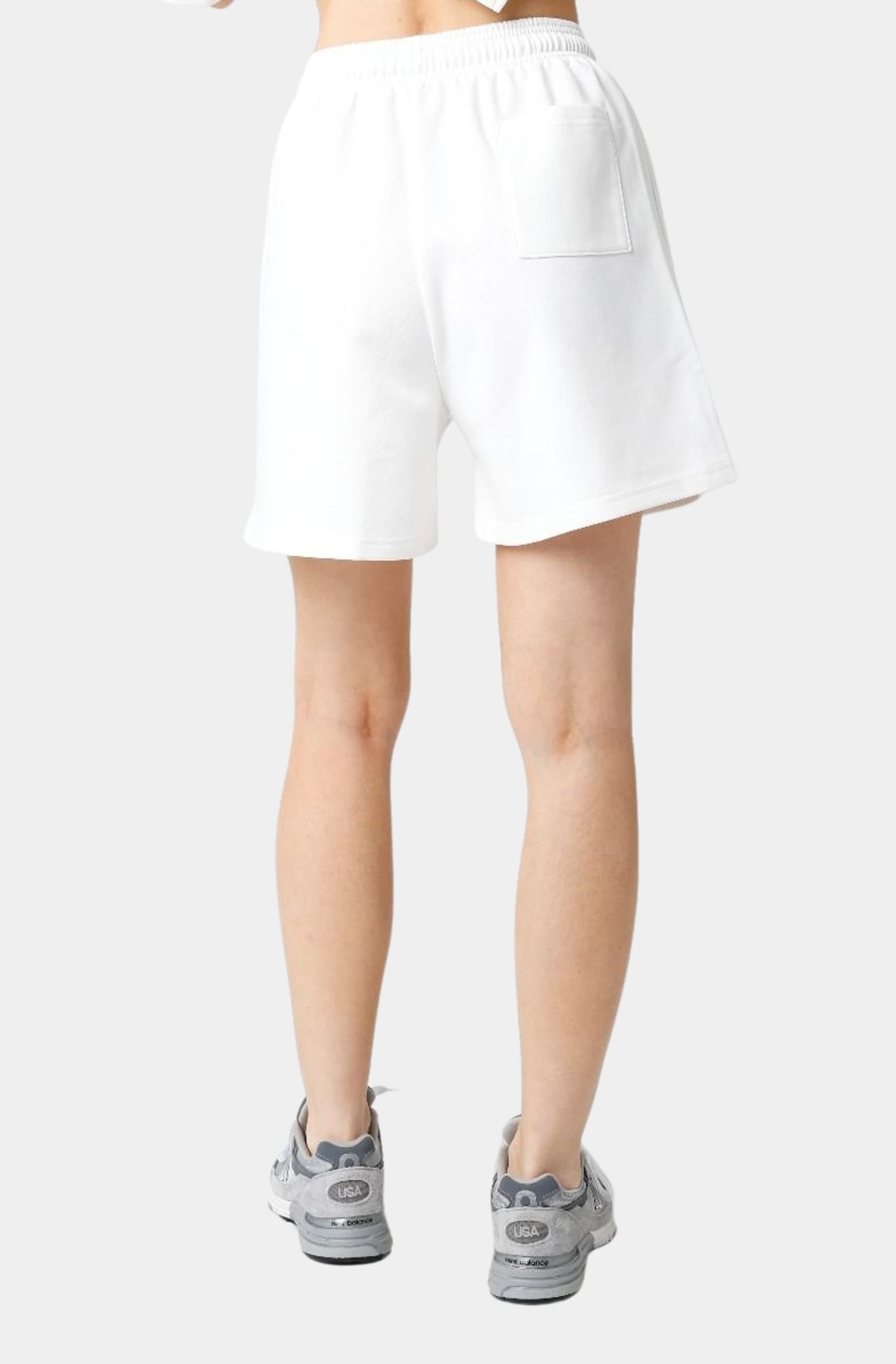 Back view of white Allison Shorts with pocket