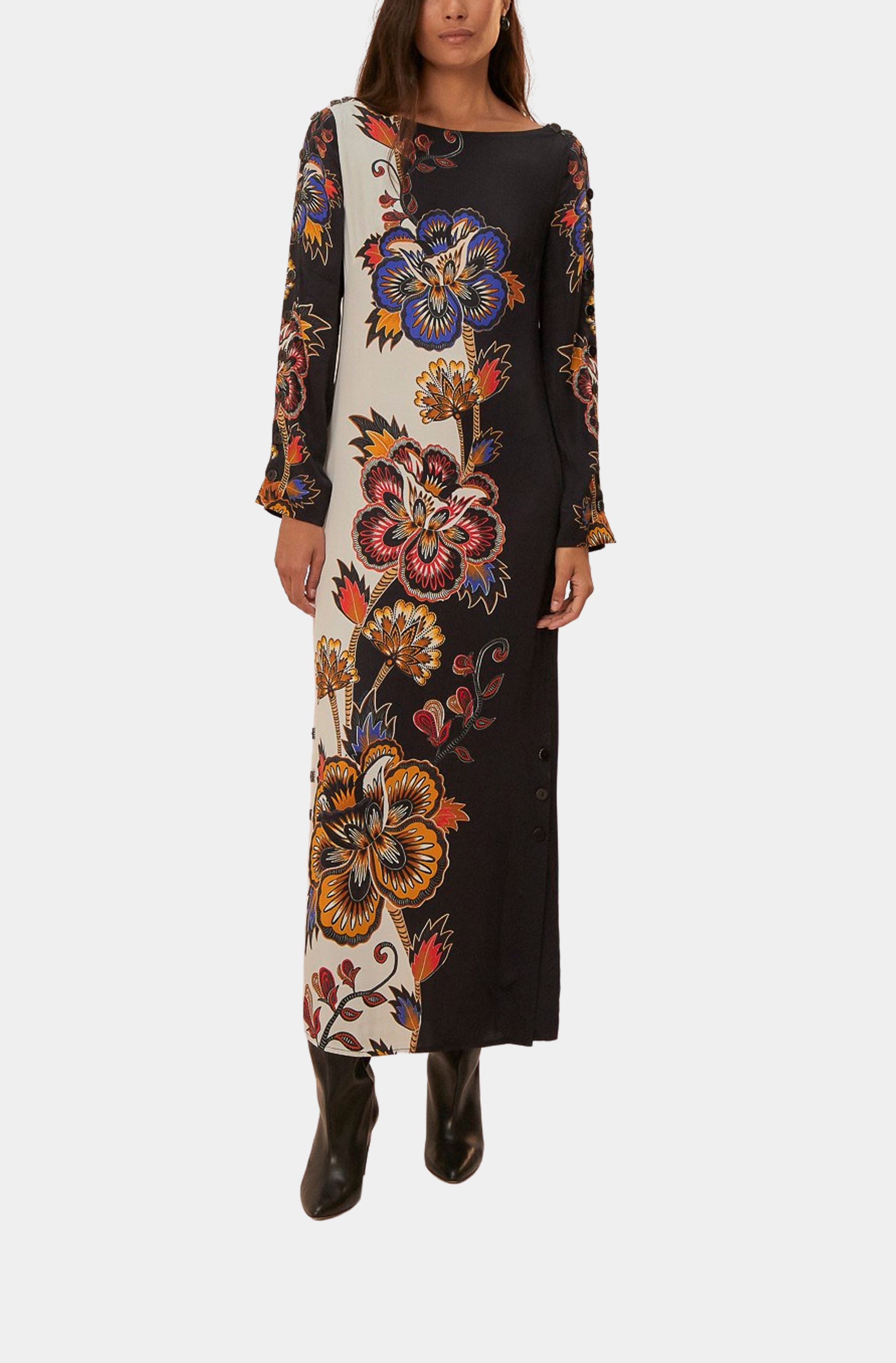 Maxi Floral Midi Dress with vibrant floral pattern, front view