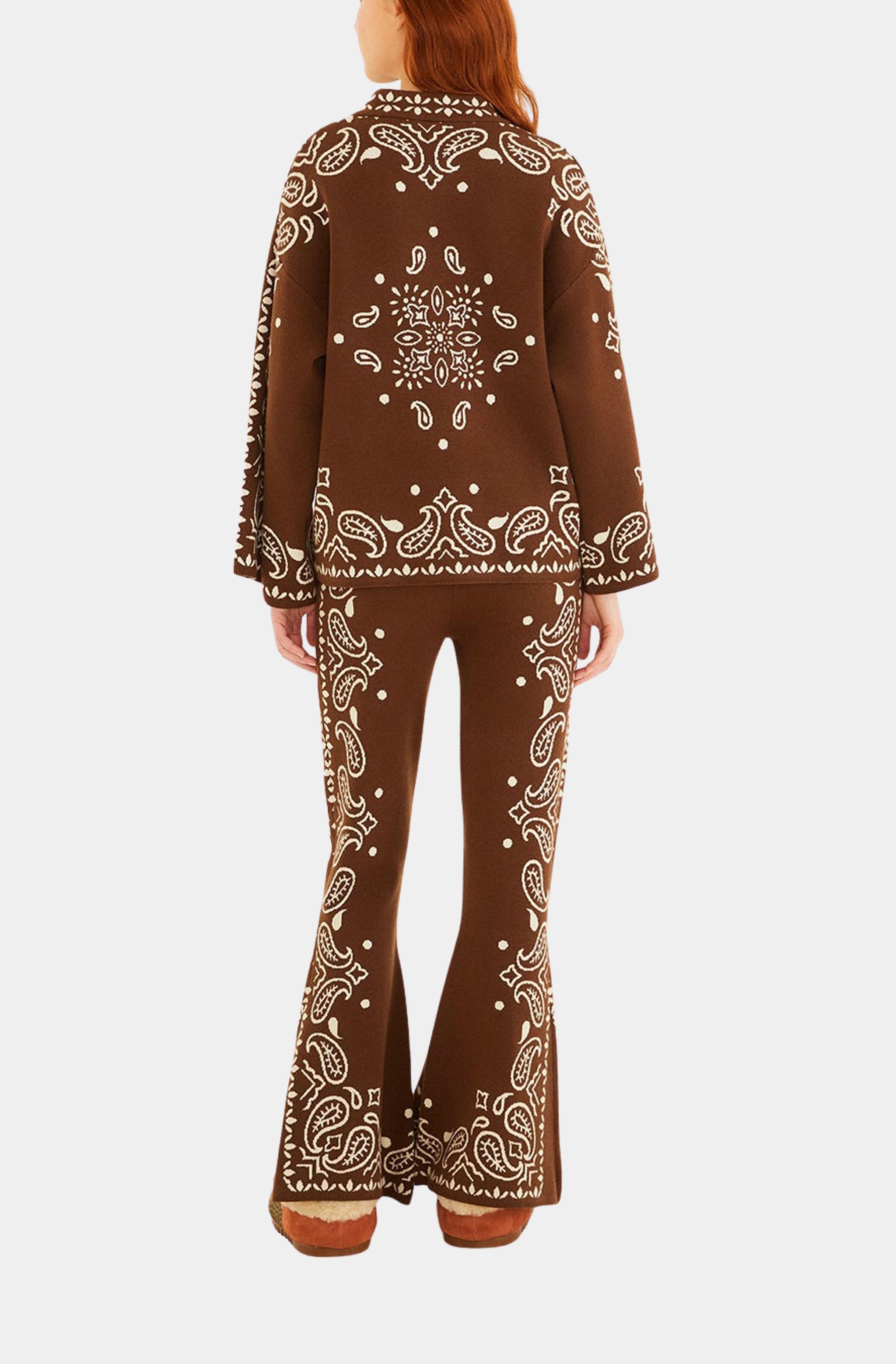 Bohemian Paisley Knit Flare Pants