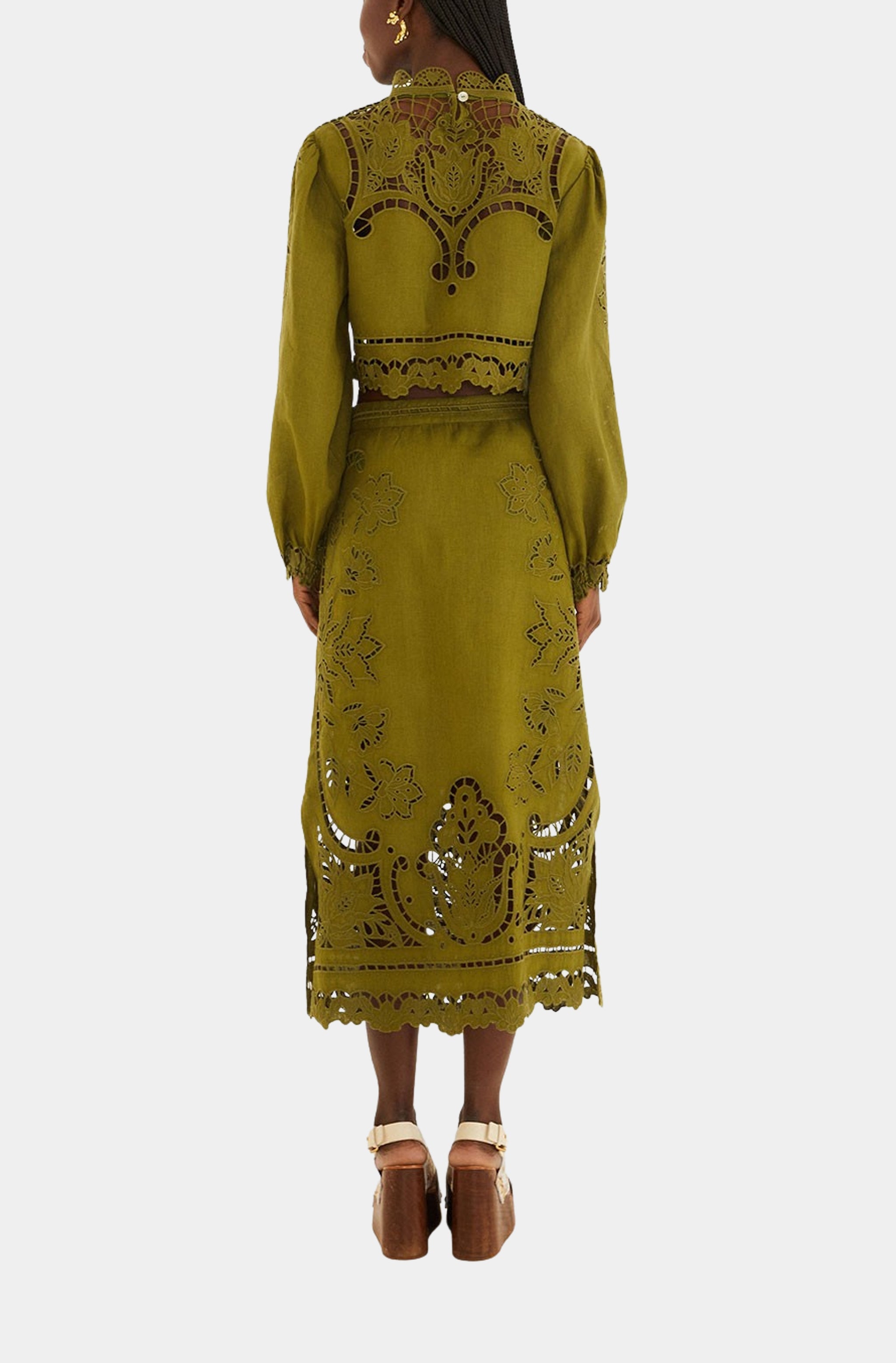Majestic Garden Green Richelieu Skirt HEMLINE French Quarter Majestic Garden Green Richelieu Skirt HEMLINE French Quarter