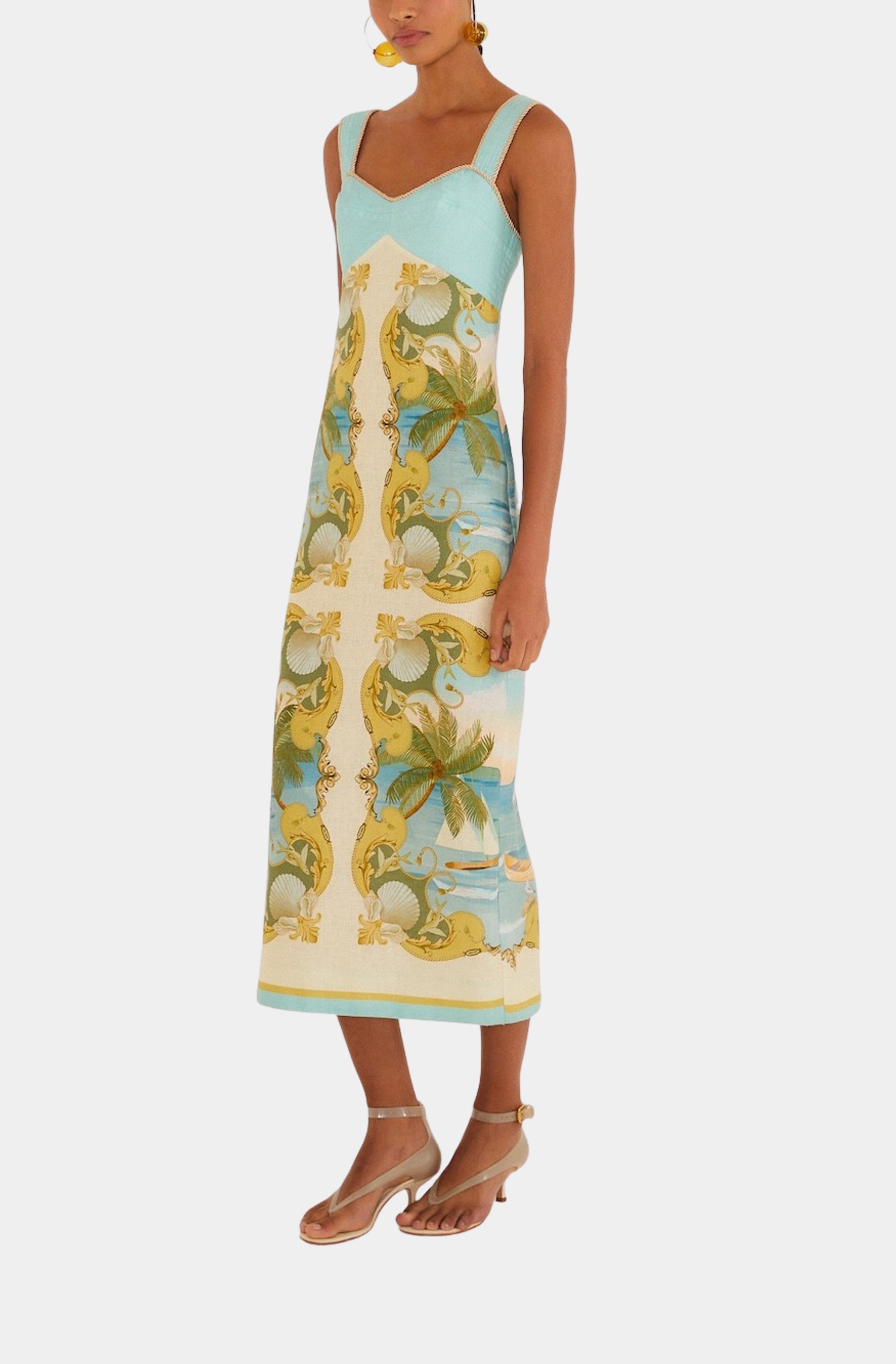 Royal Sea Multicolor Sleeveless Maxi Dress