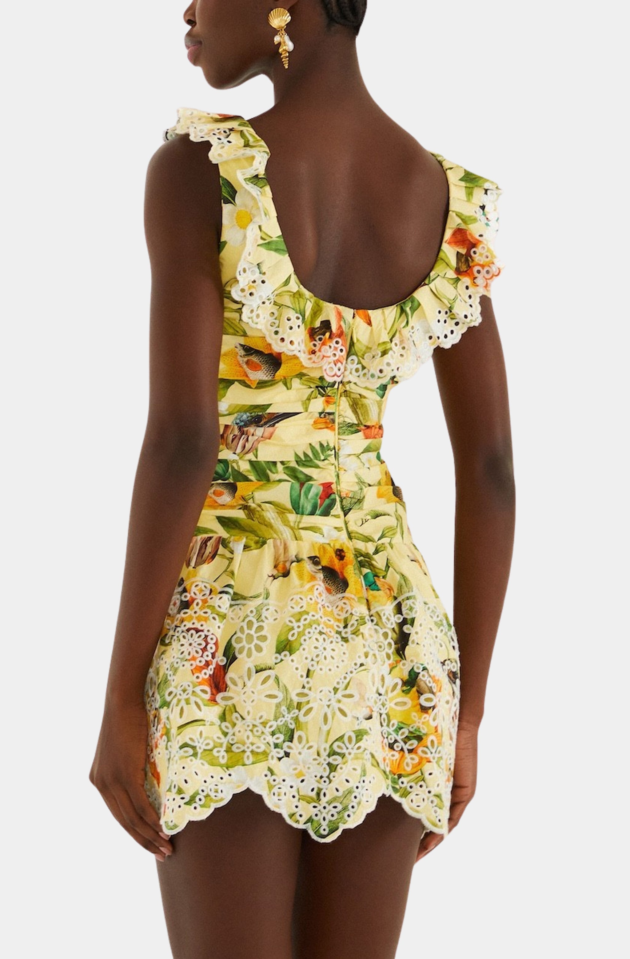 Brasil Collage Soft Yellow Mini Dress