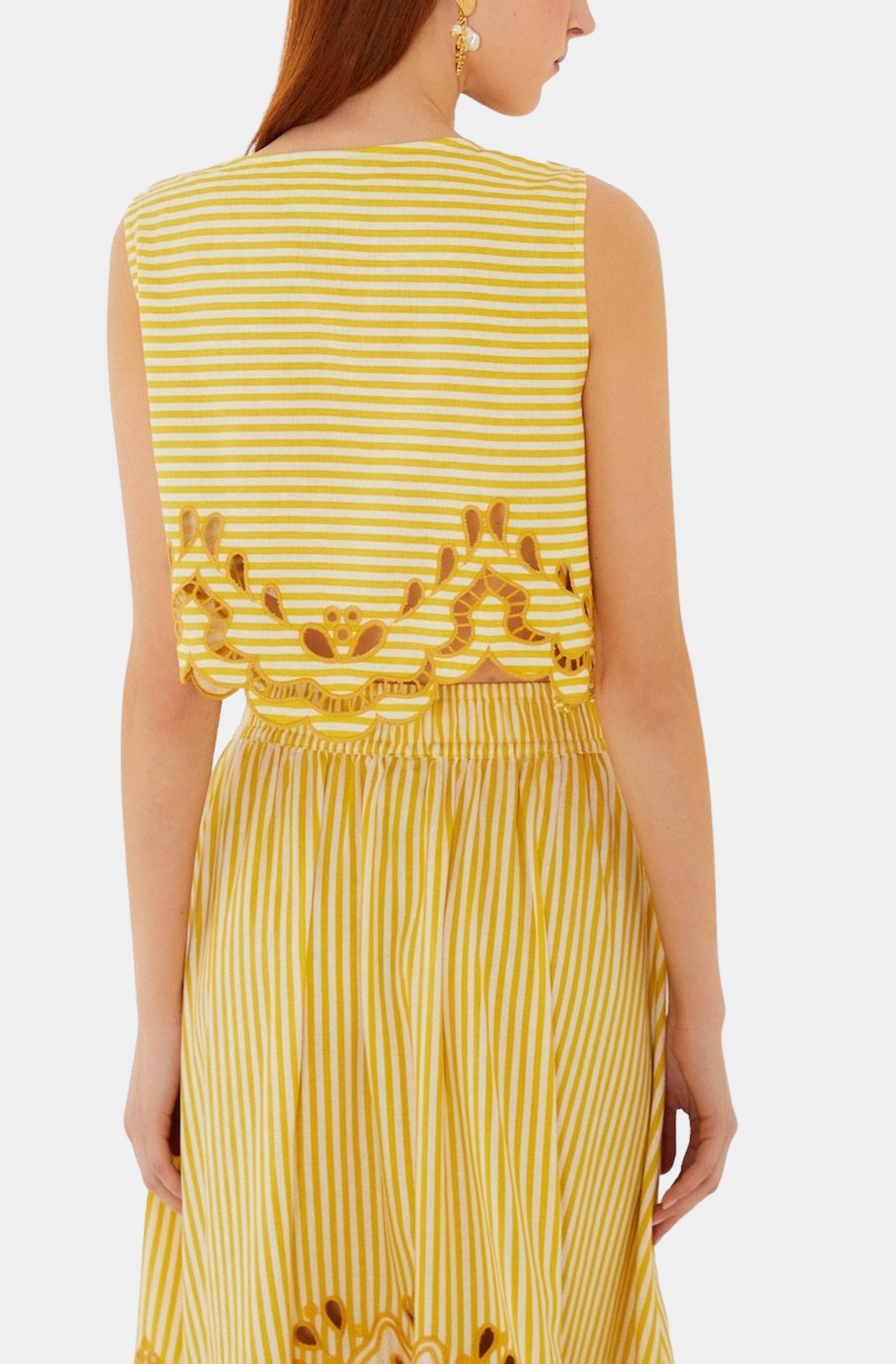 Bicolor Stripes Richilieur Sleeveless Crop Top – HEMLINE French