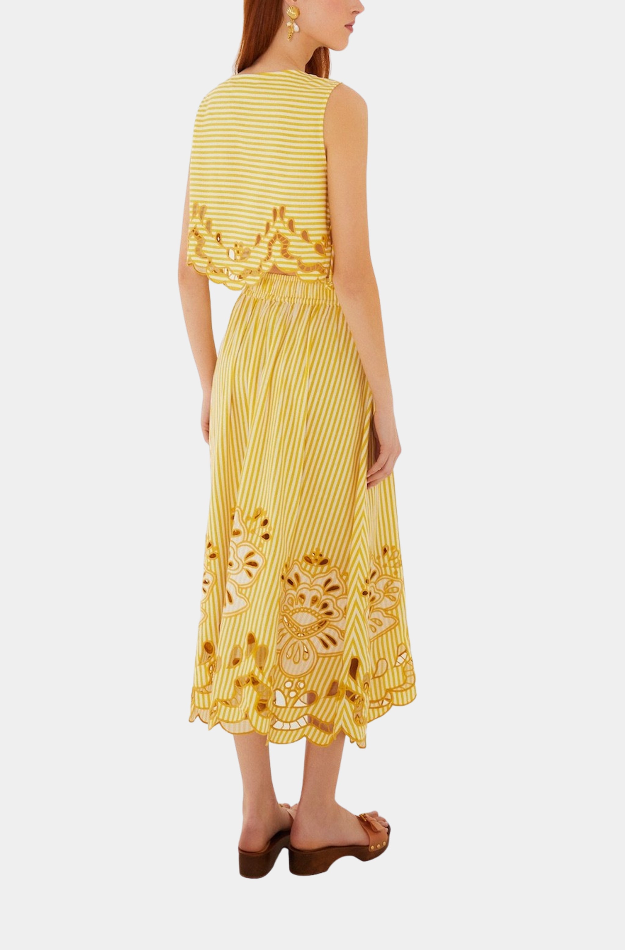 Bicolor Stripes Richilieu Midi Skirt