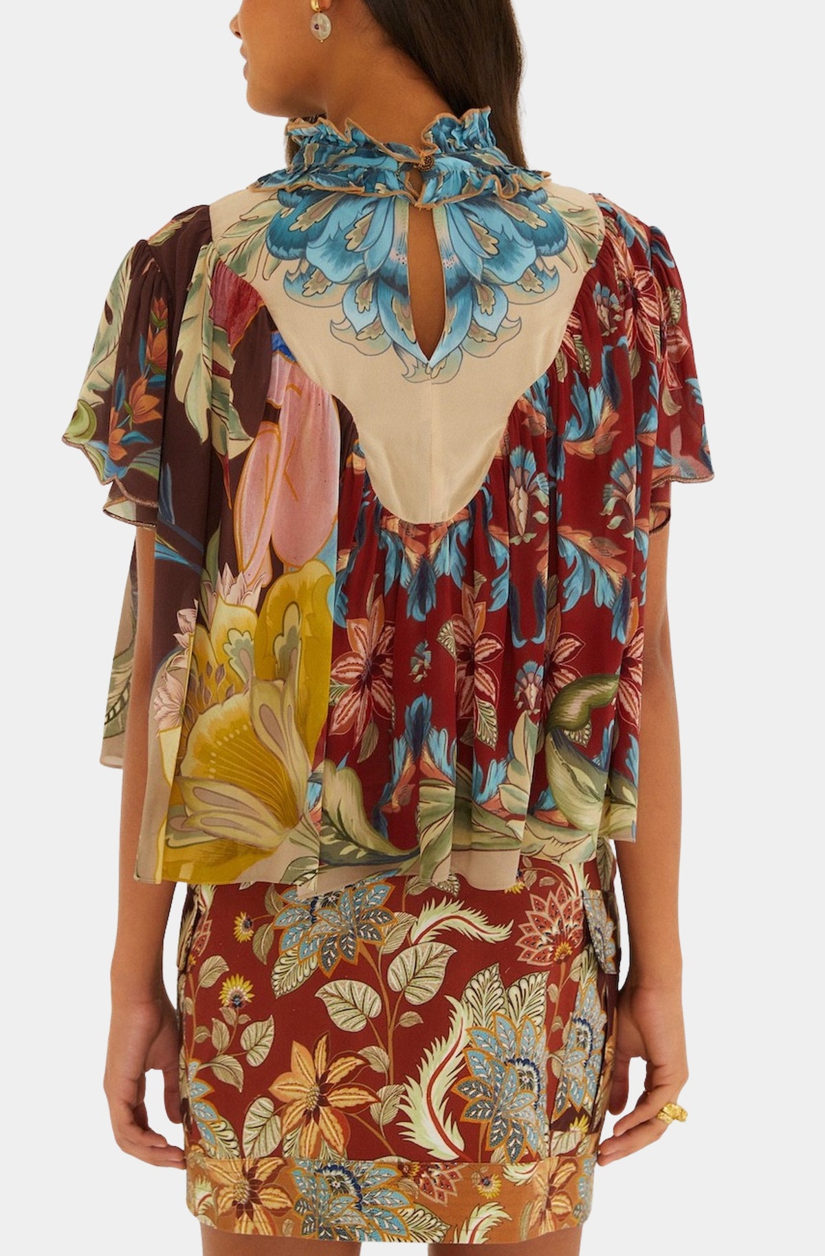 Lunar Boho Multicolor Short Sleeve Blouse