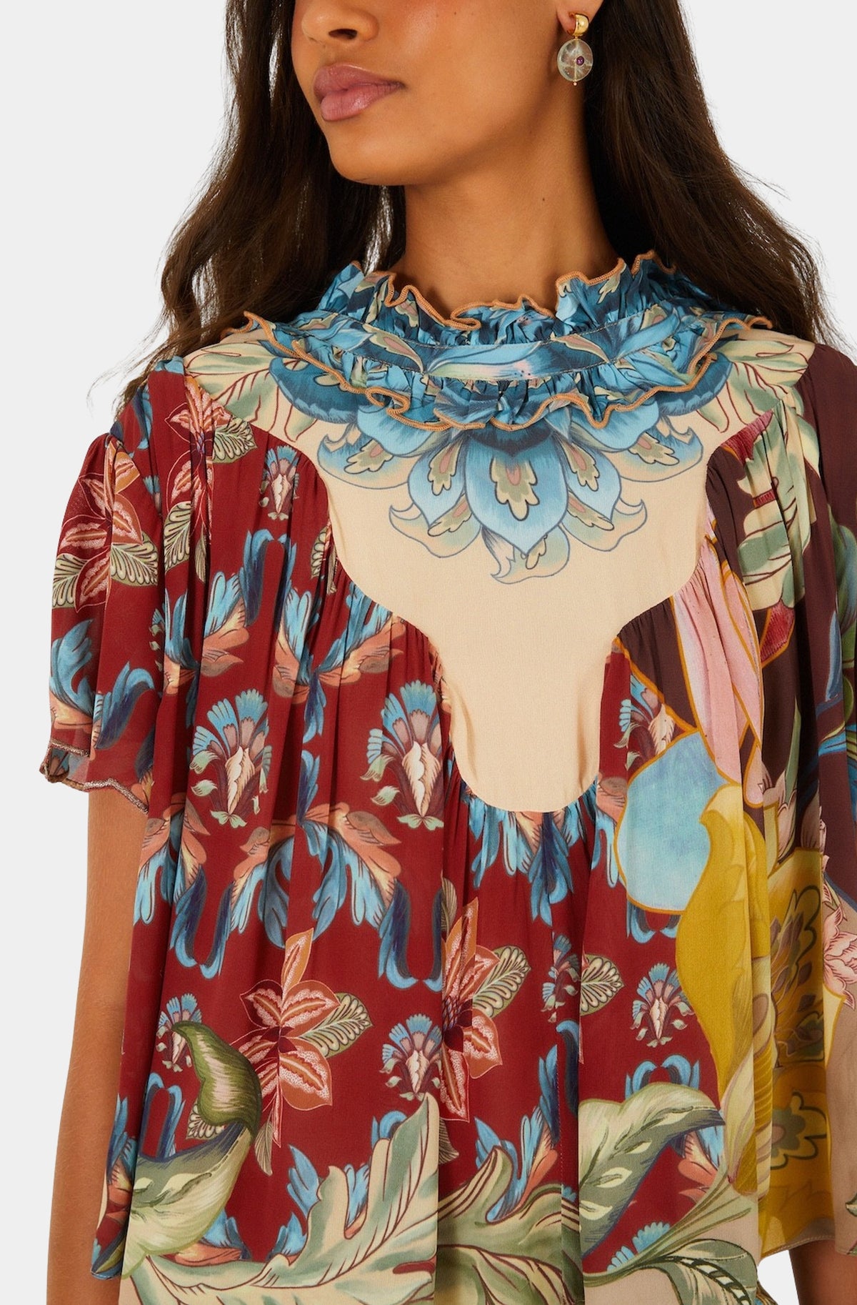 Lunar Boho Multicolor Short Sleeve Blouse