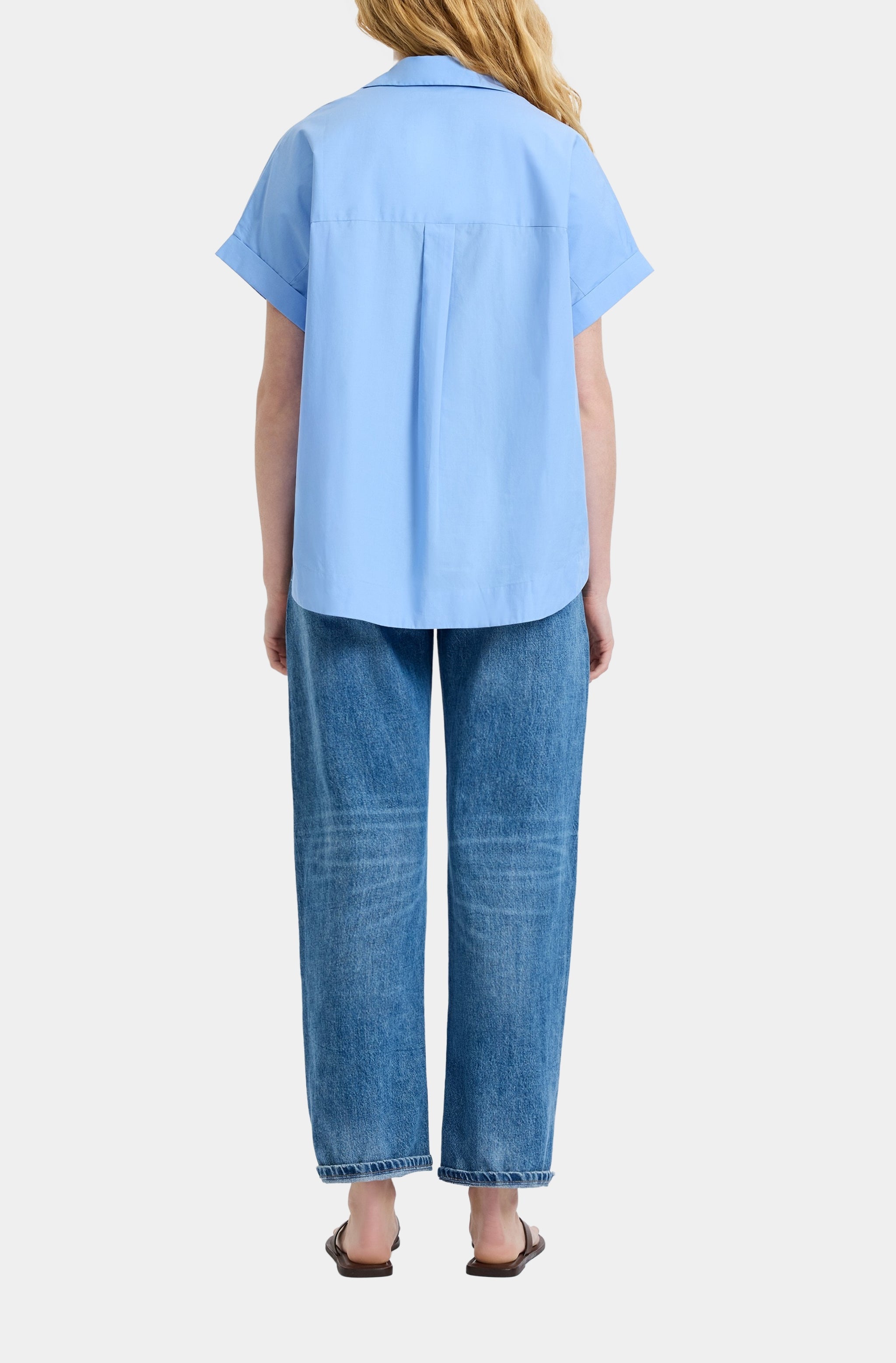 Poplin Collar Short Sleeve Pullover