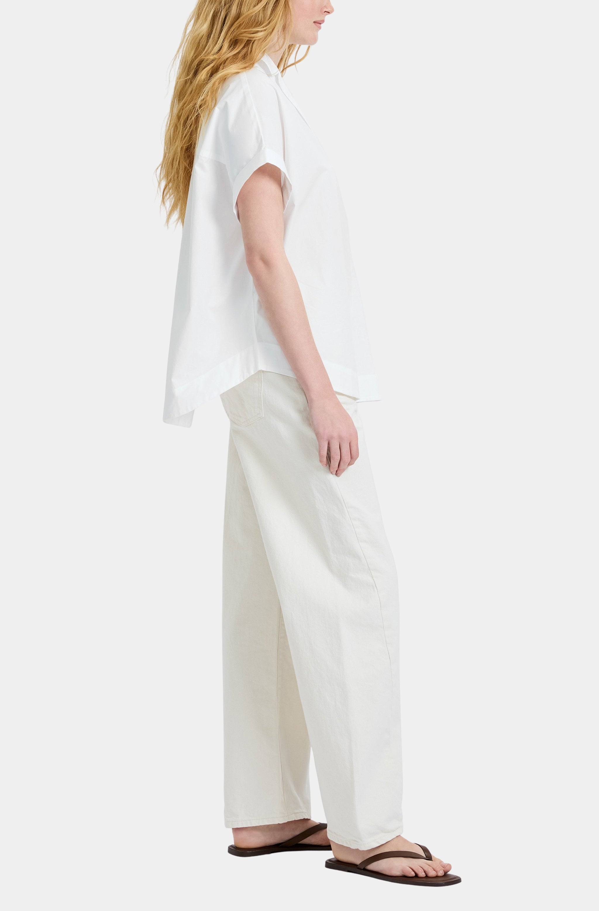 Poplin Collar Short Sleeve Pullover