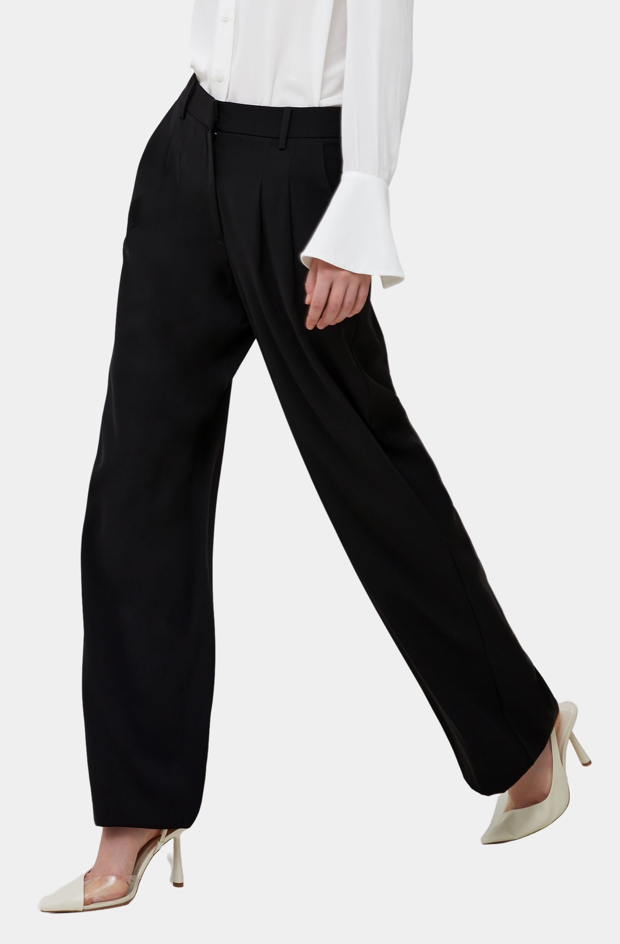 Black Harrie Suiting Trouser, high waist, side profile