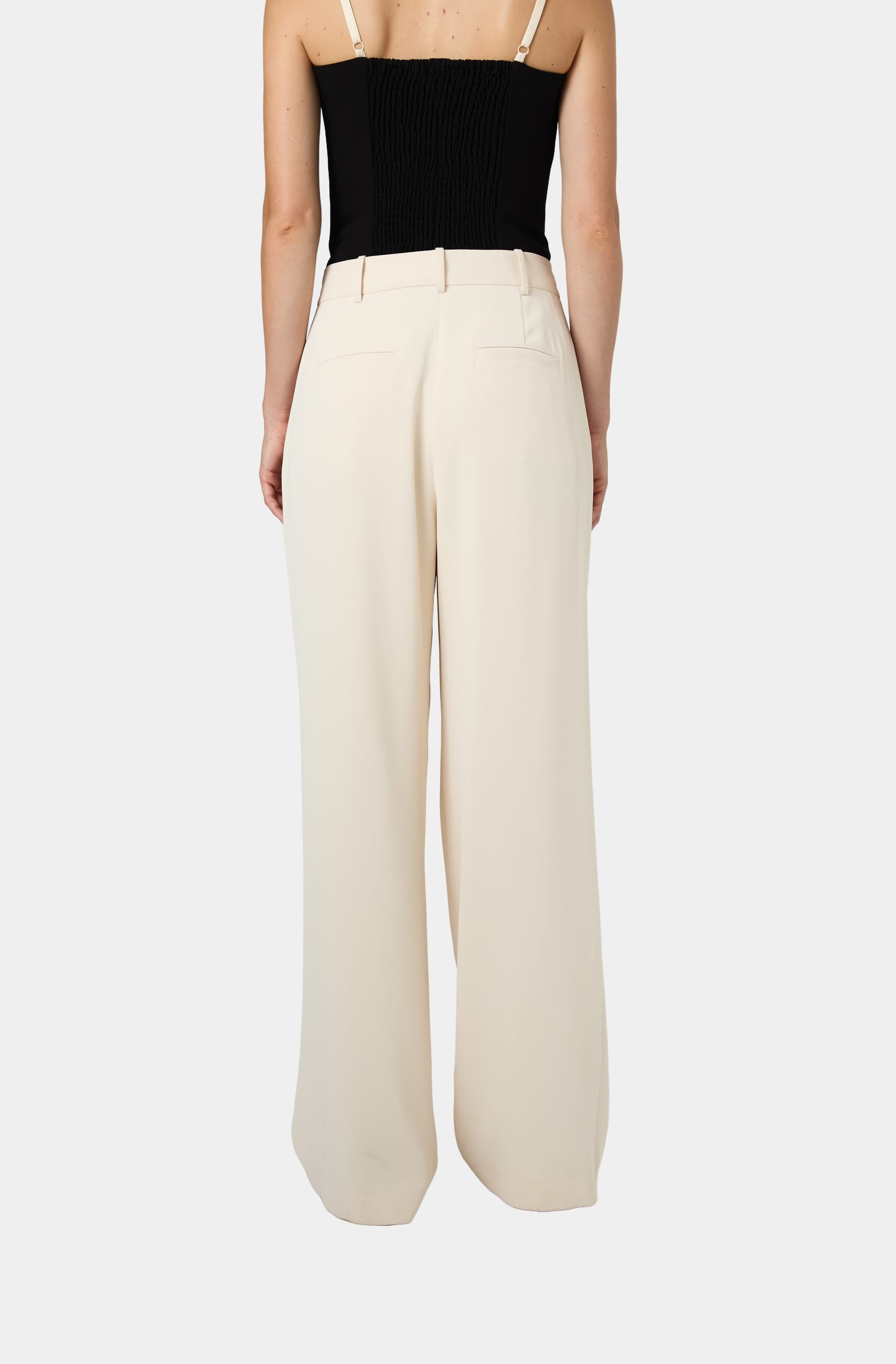 Cream Harrie Suiting Trouser, high waist, back view