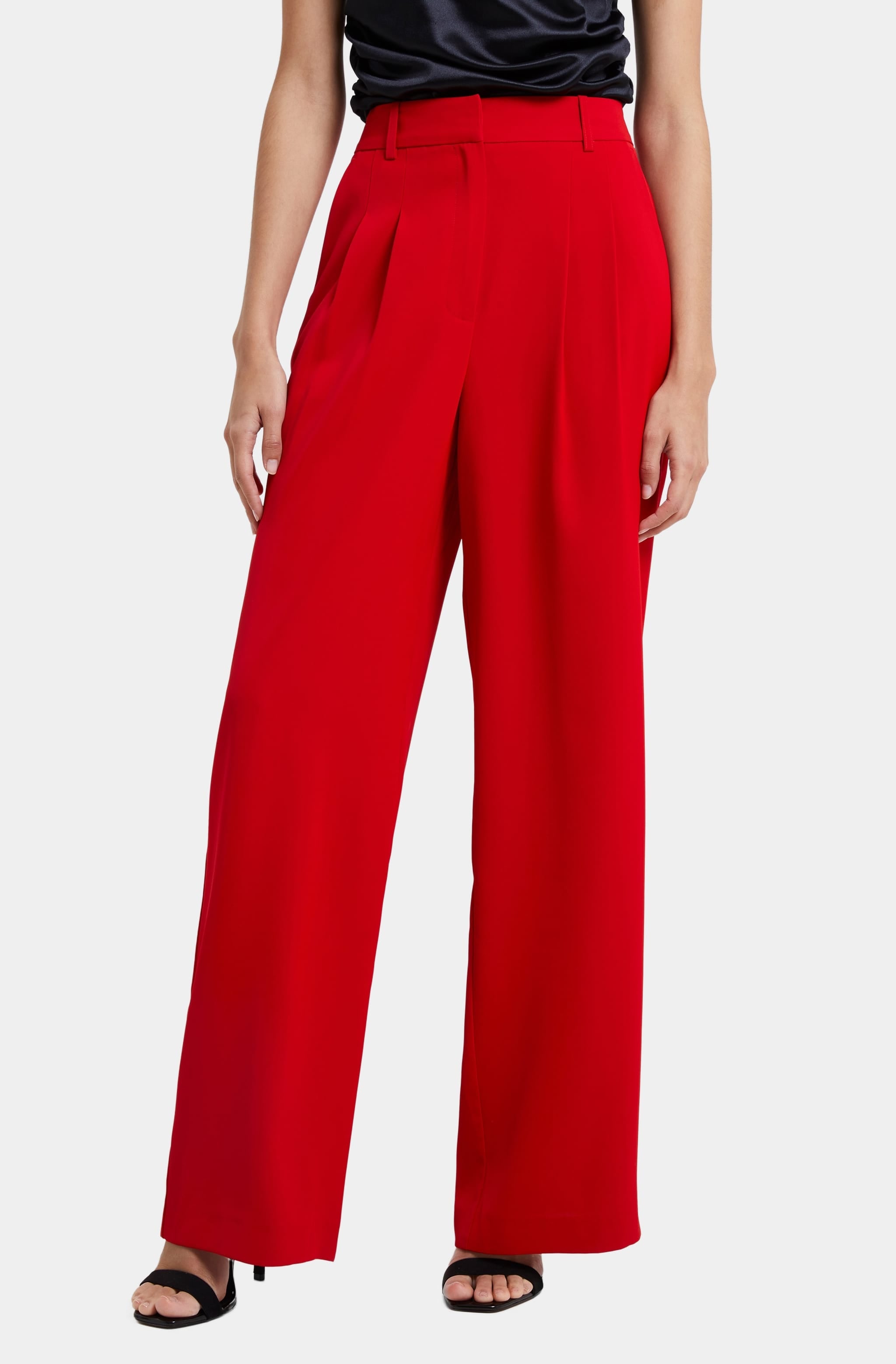 Red Harrie Suiting Trouser, high waist, front view