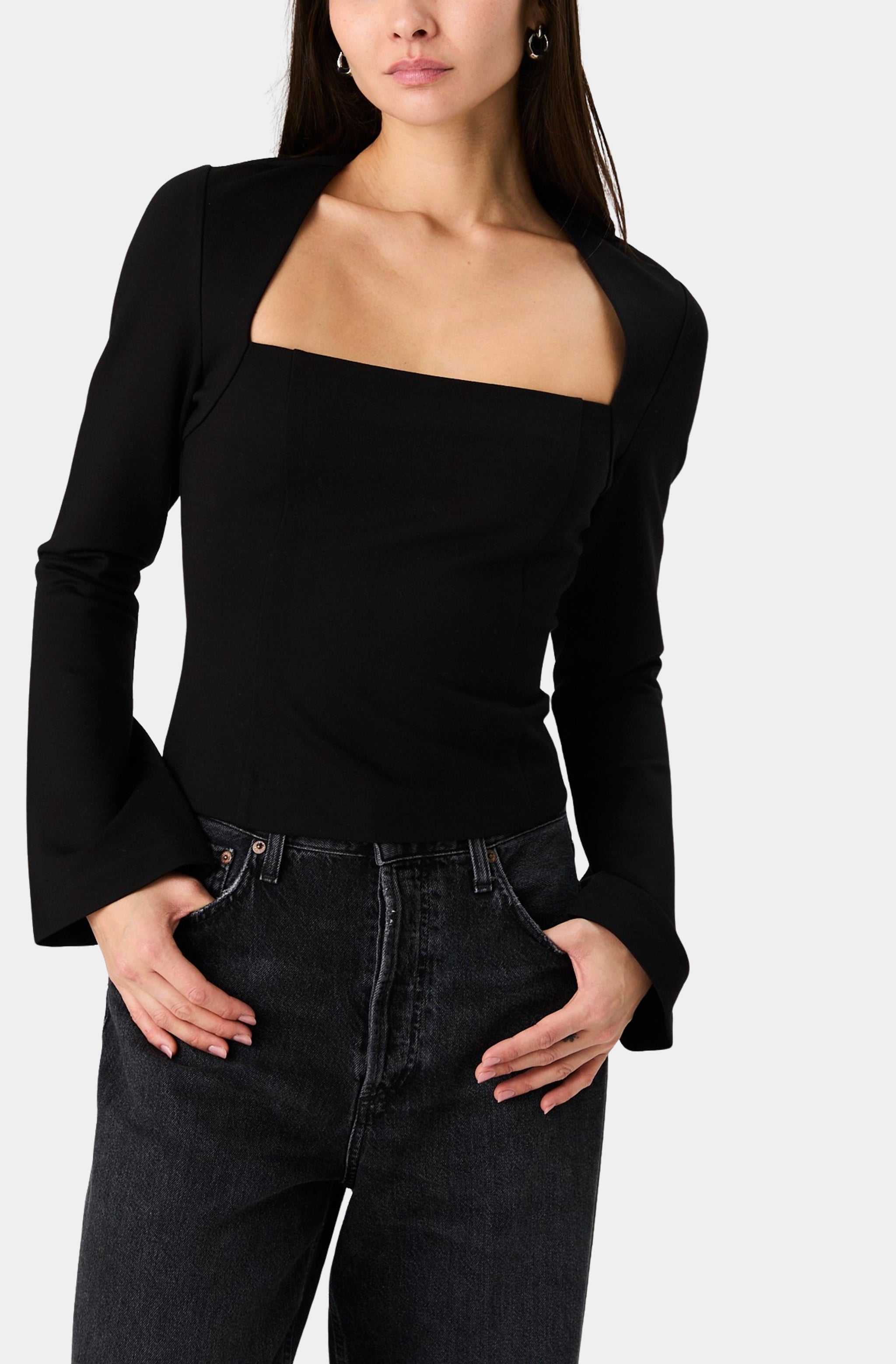 Cleo Ponte Long Sleeve Fitted Top