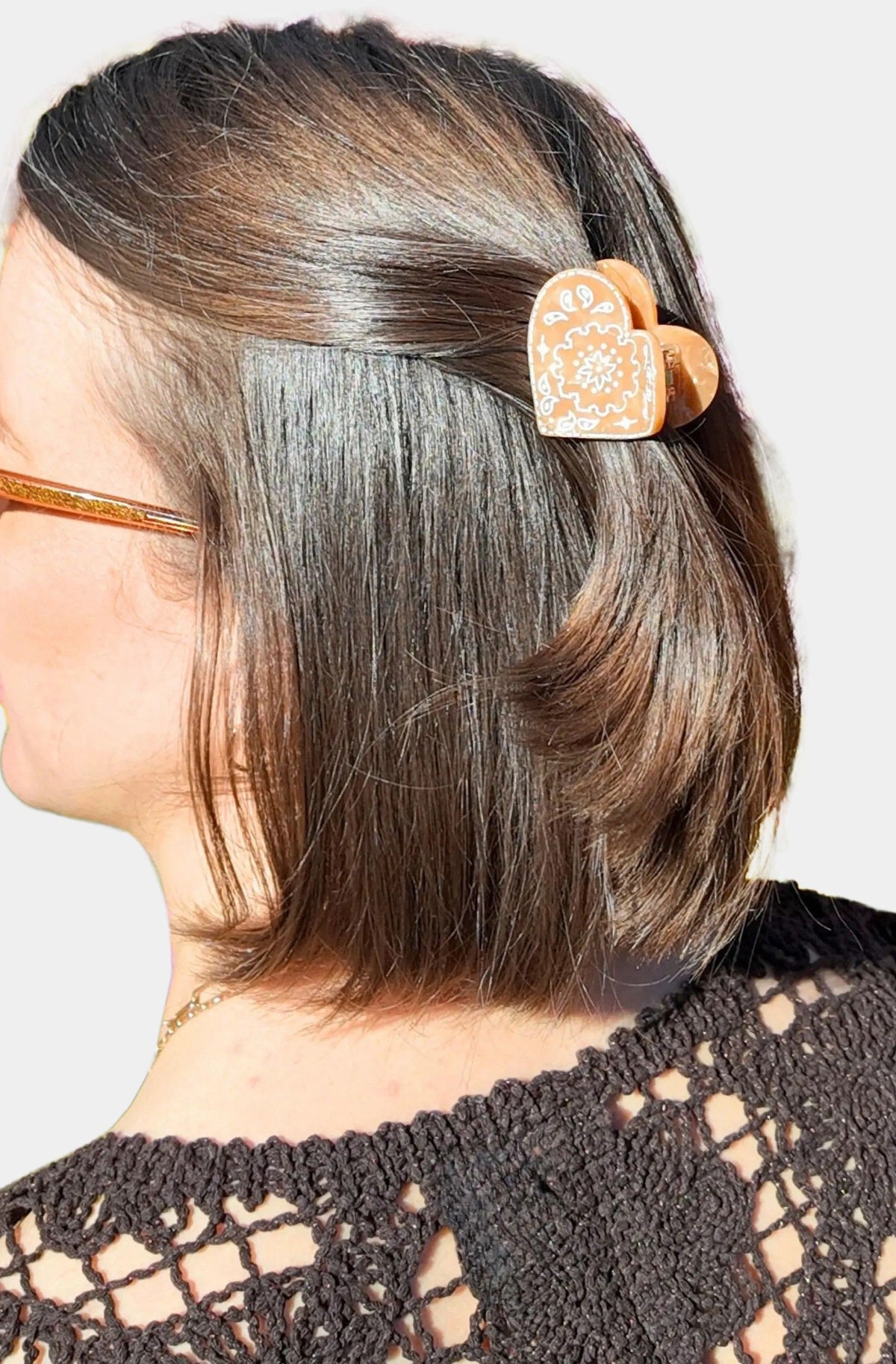 Hand-Painted Mini Paisley Heart Claw Hair Clip
