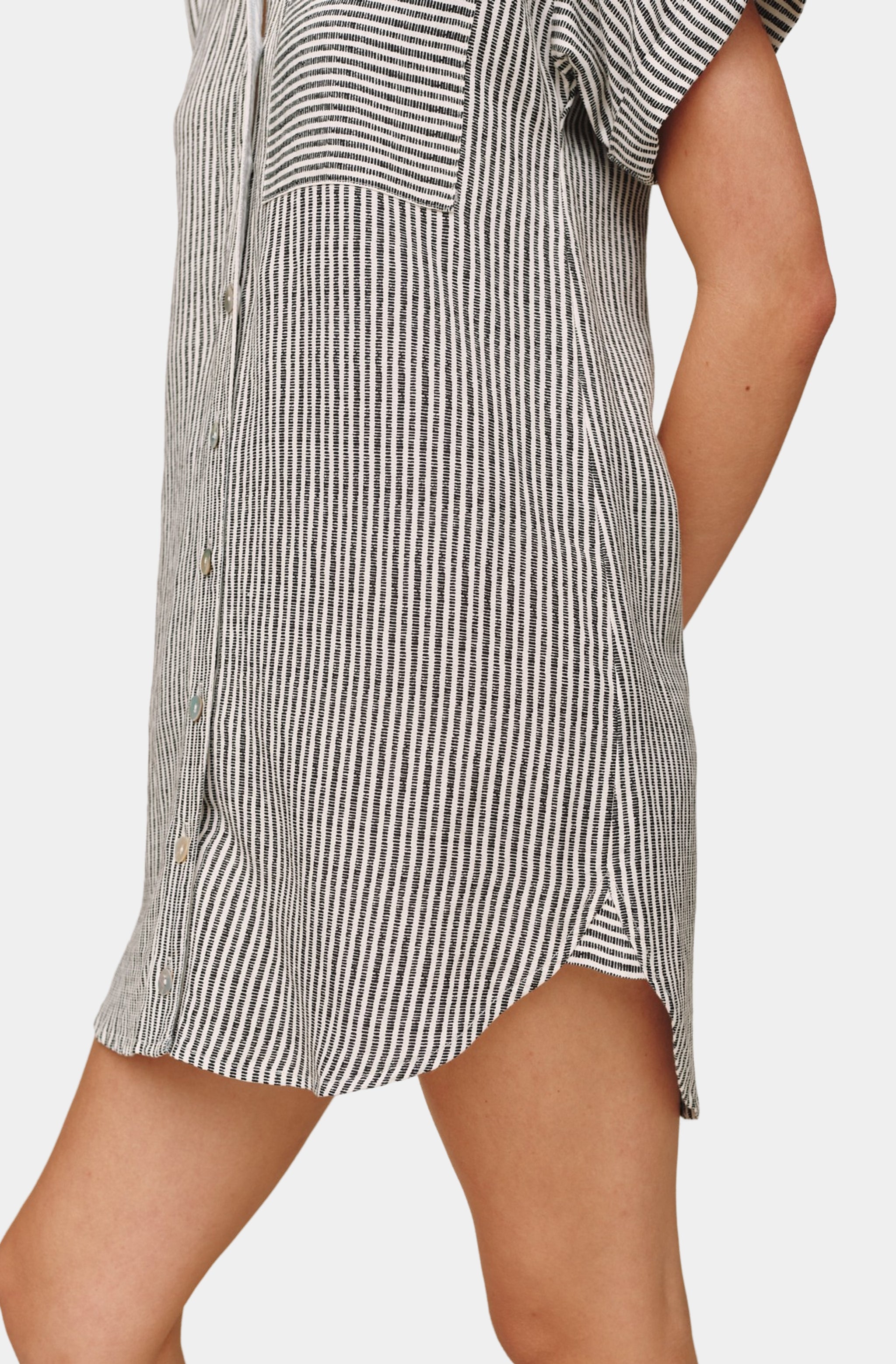 Roll Sleeve Pocket Shirt Dress