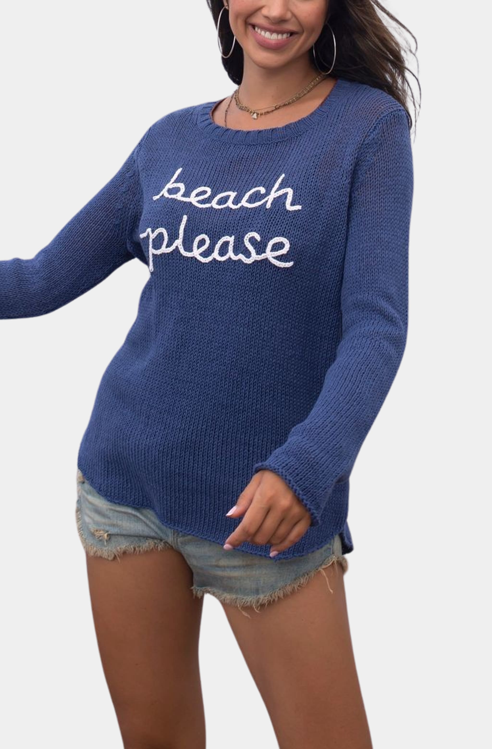 Beach Please Crew Cotton Sweater