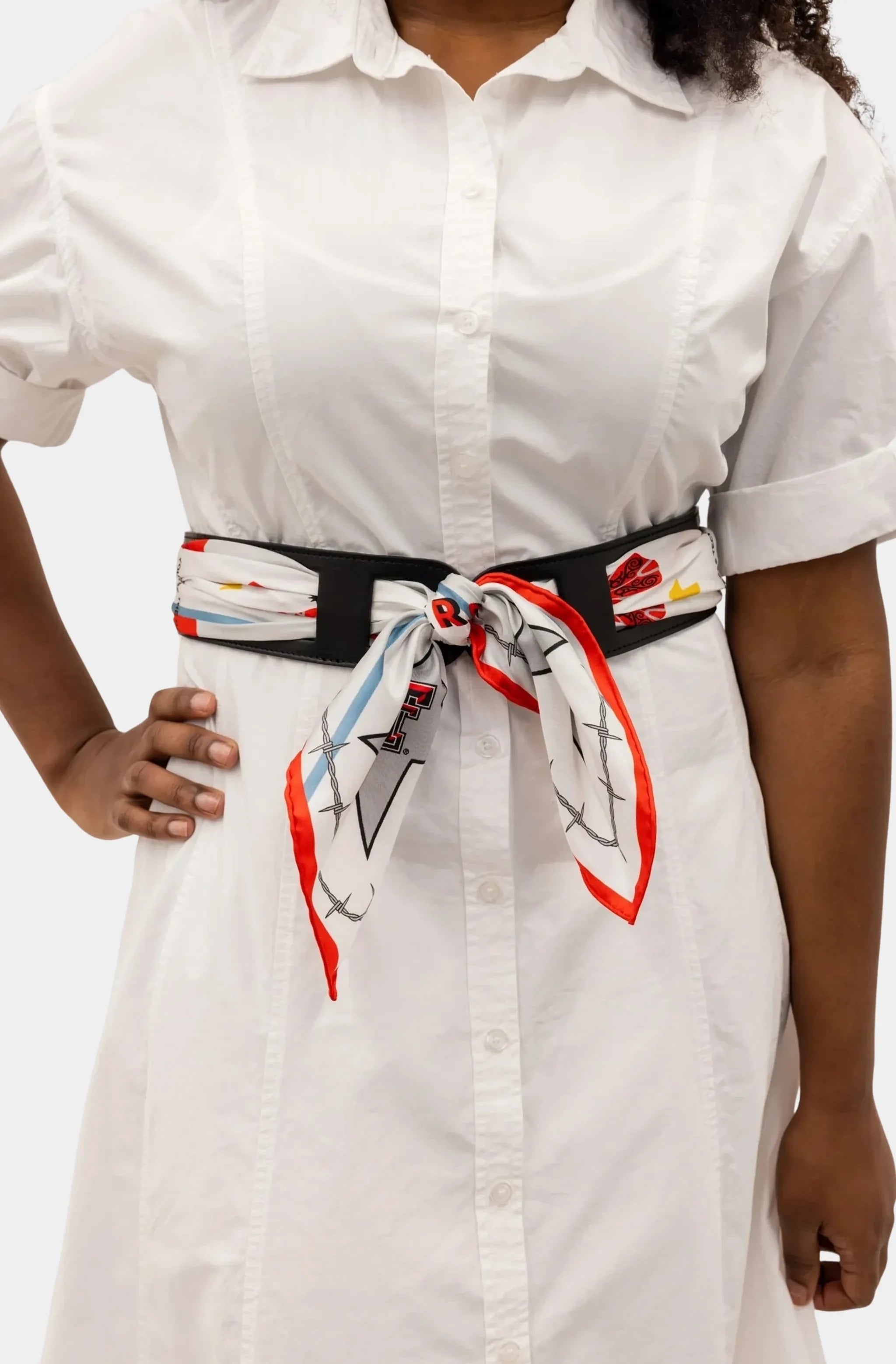 Wide Saturday Scarf Reversible Leather Belt, 85 cm
