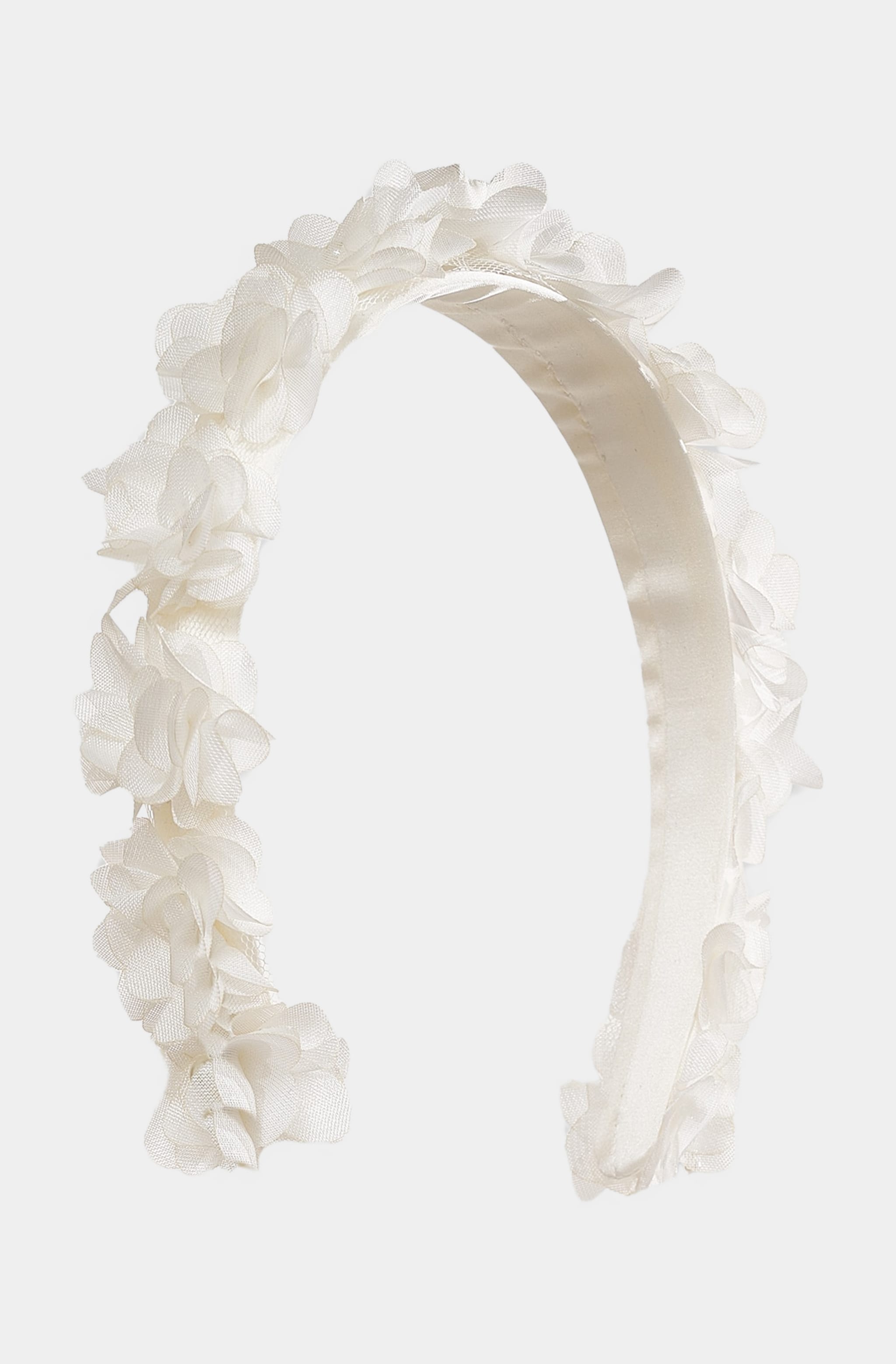 Elegant flower headband for weddings and special occasions.