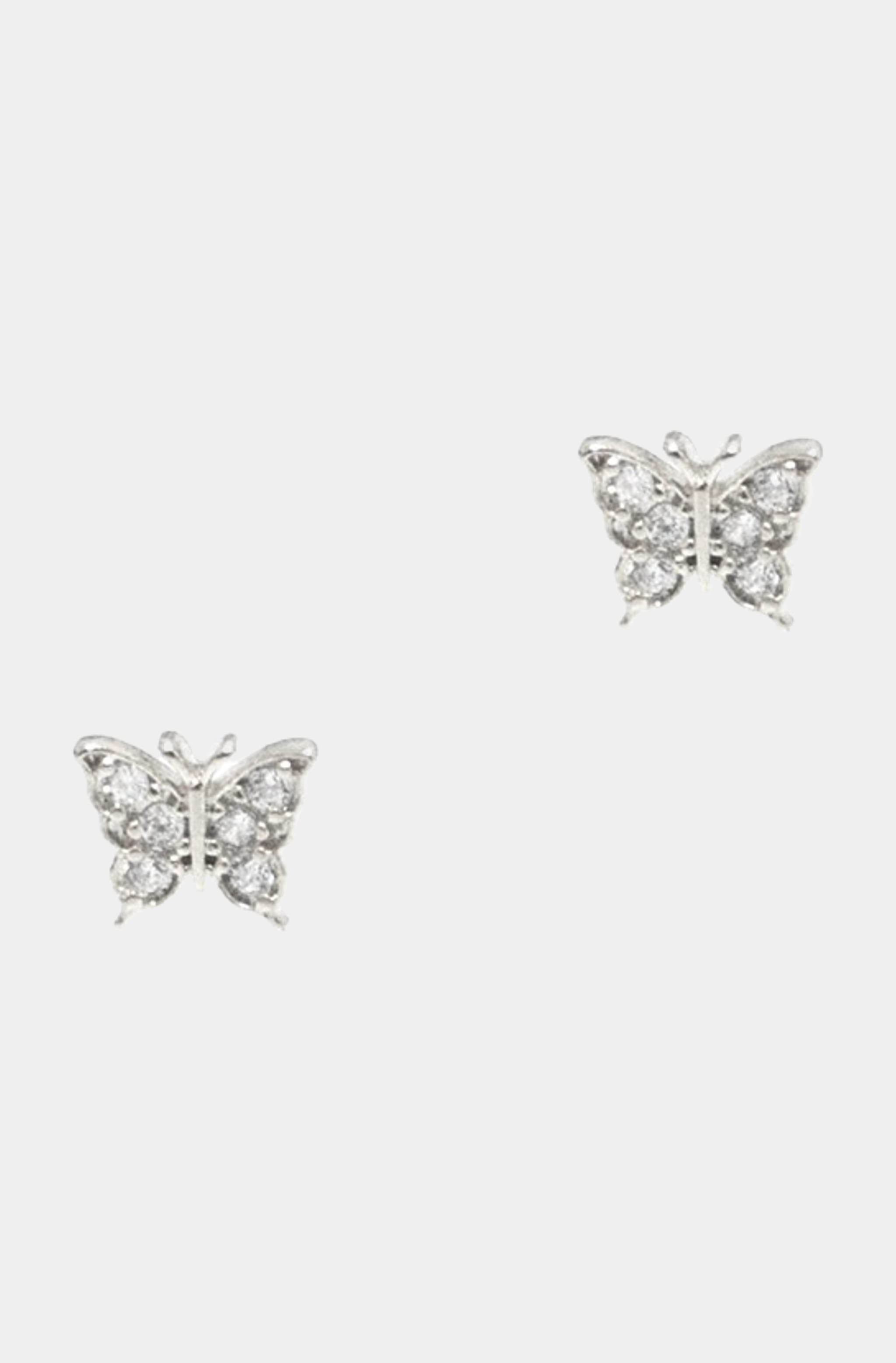 Cz Butterfly Post Earrings