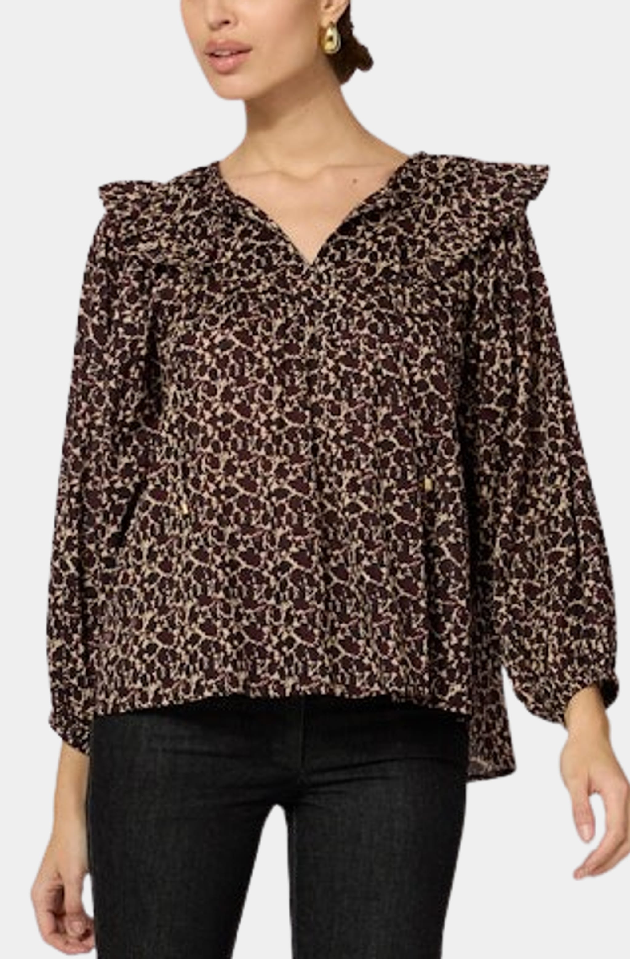 Marcy Blouse with ruffle detail and V-neckline