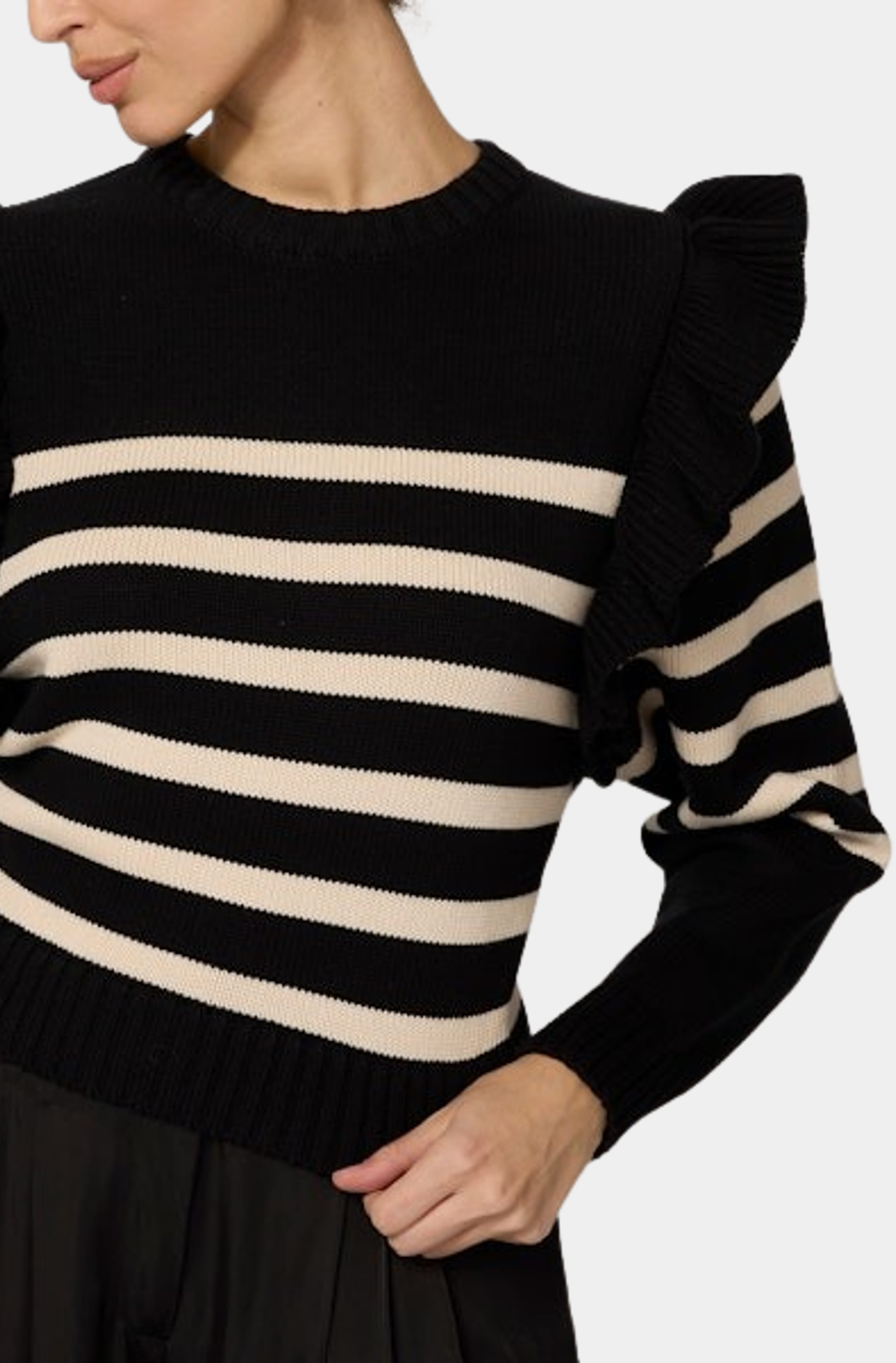 Chic Blair Sweater featuring black and white stripes