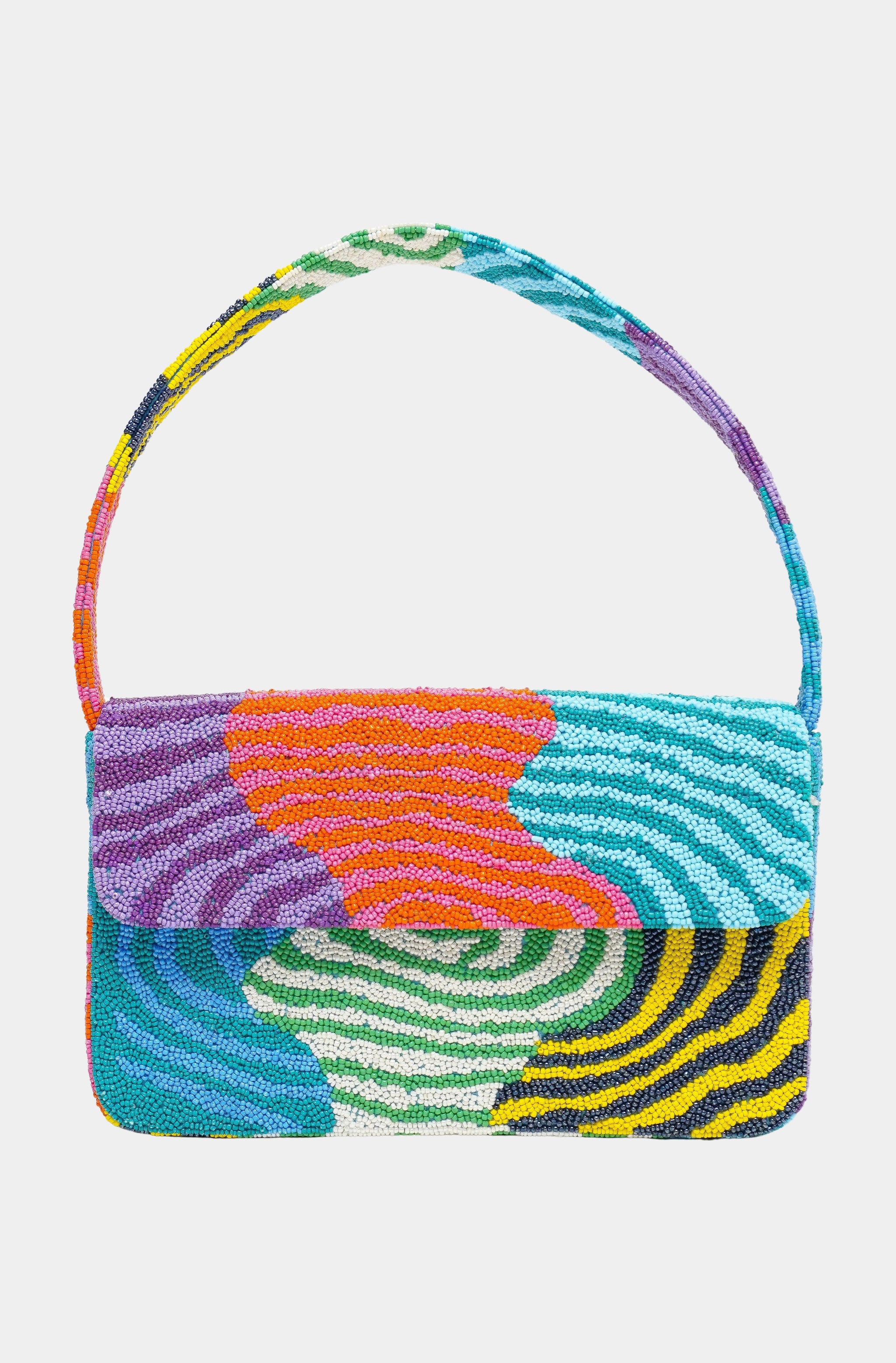 Colorful beaded handbag with abstract pattern