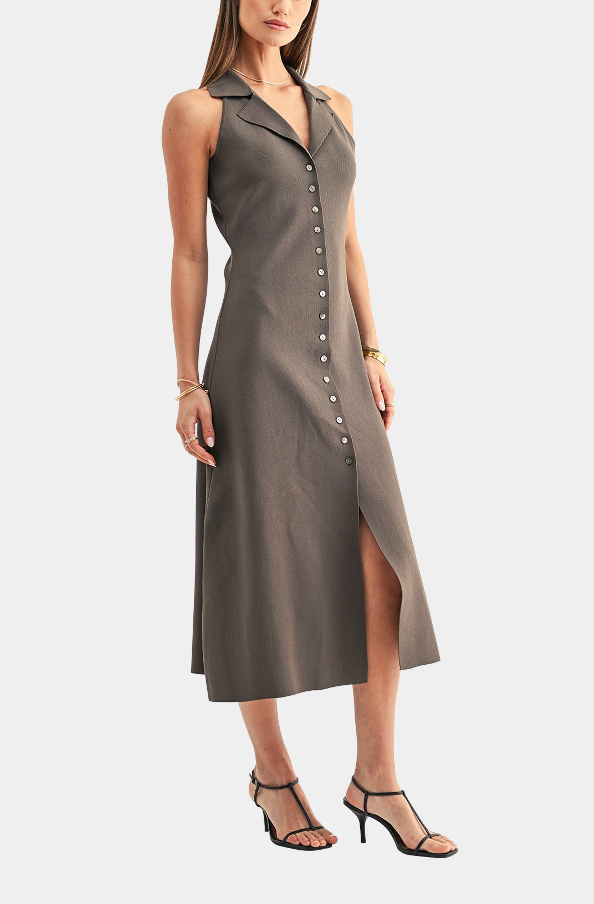 Lily Halter Shirt Midi Knit Dress