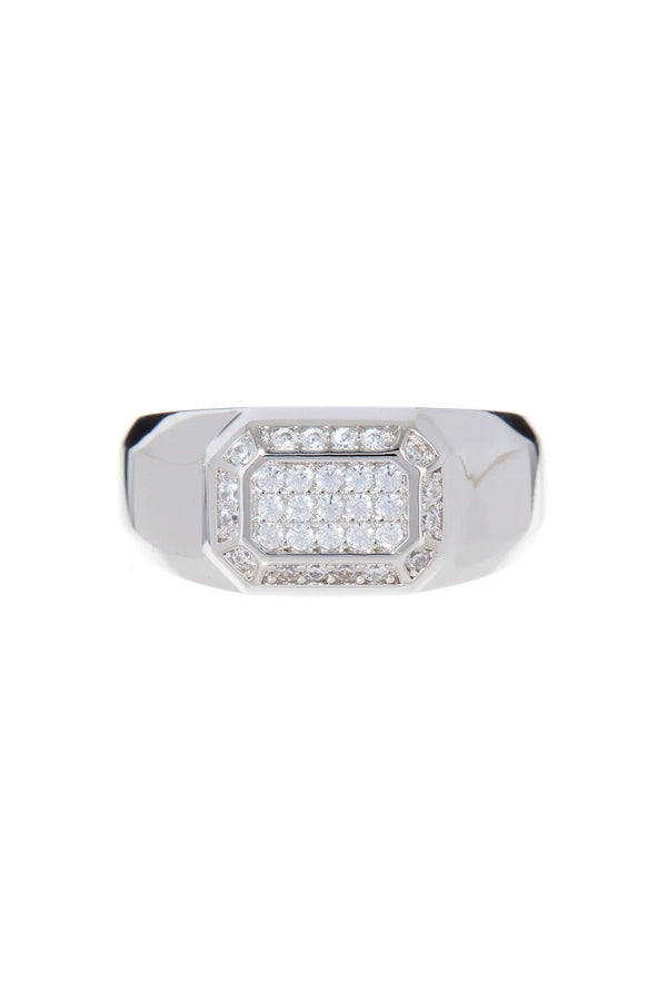 Faceted Diamond Signet Ring