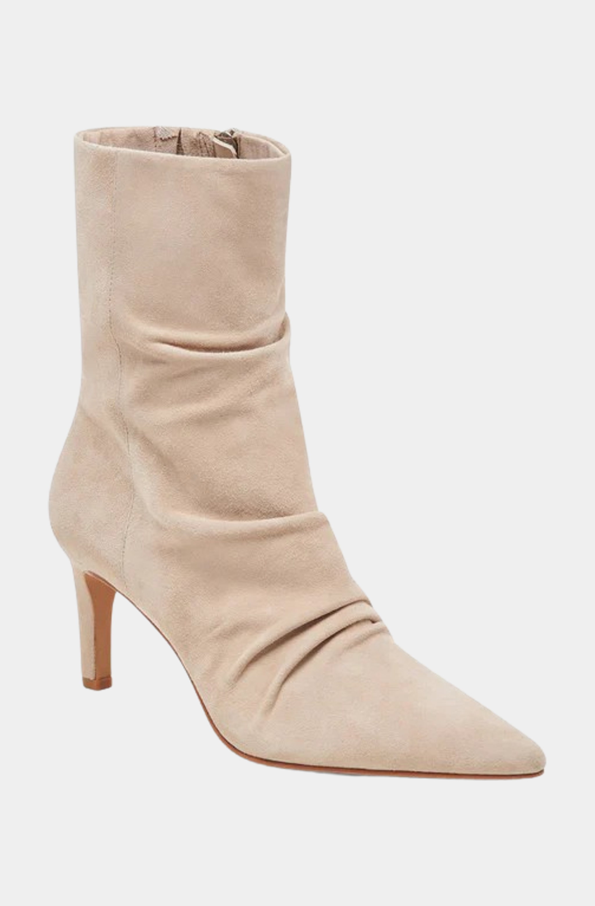 Beige Fernly Boots with pointed toe and mid-ankle height