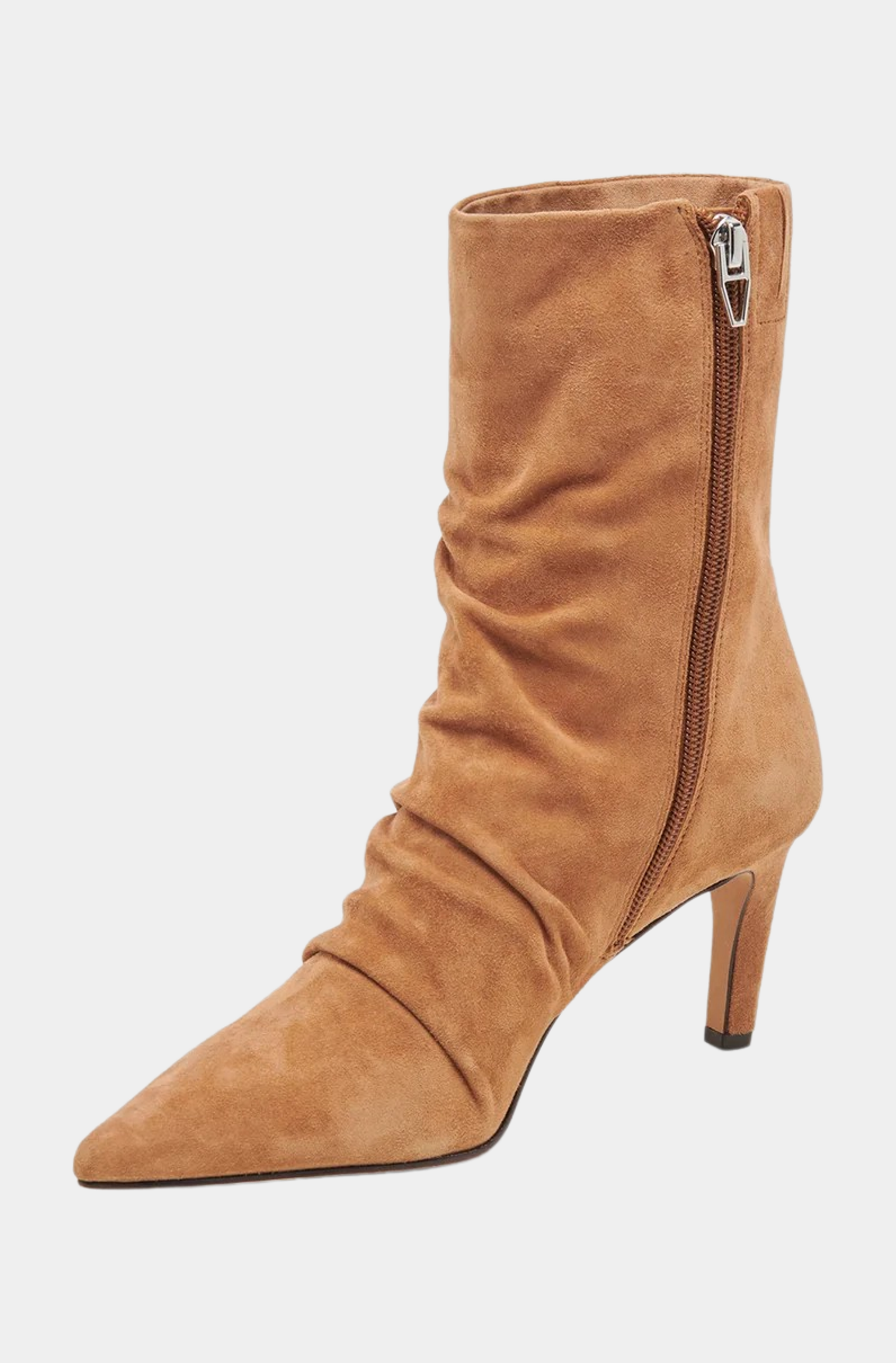 Brown Fernly Boots with side zipper and mid-ankle style