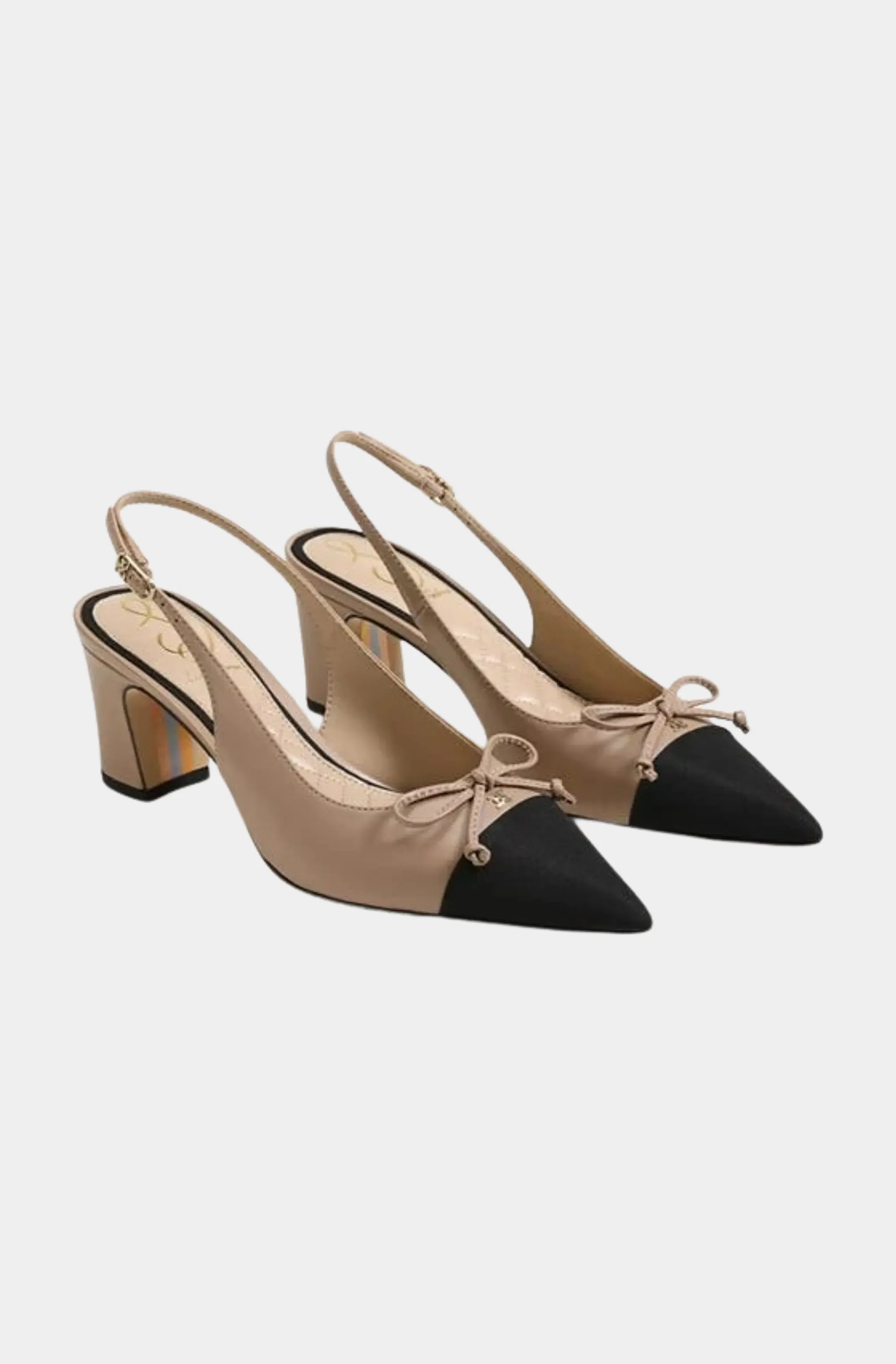 Willette slingback block heel shoes with pointed toe