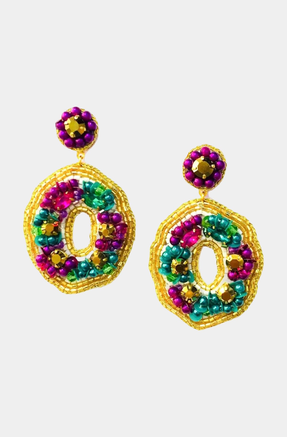 Mardi Gras King Cake Dangle Earrings