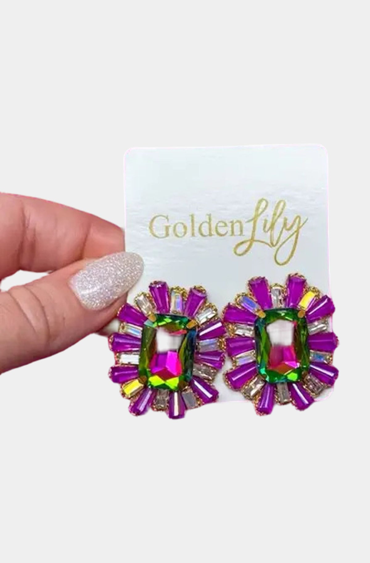 Mardi Gras Large Statement Stud Earrings