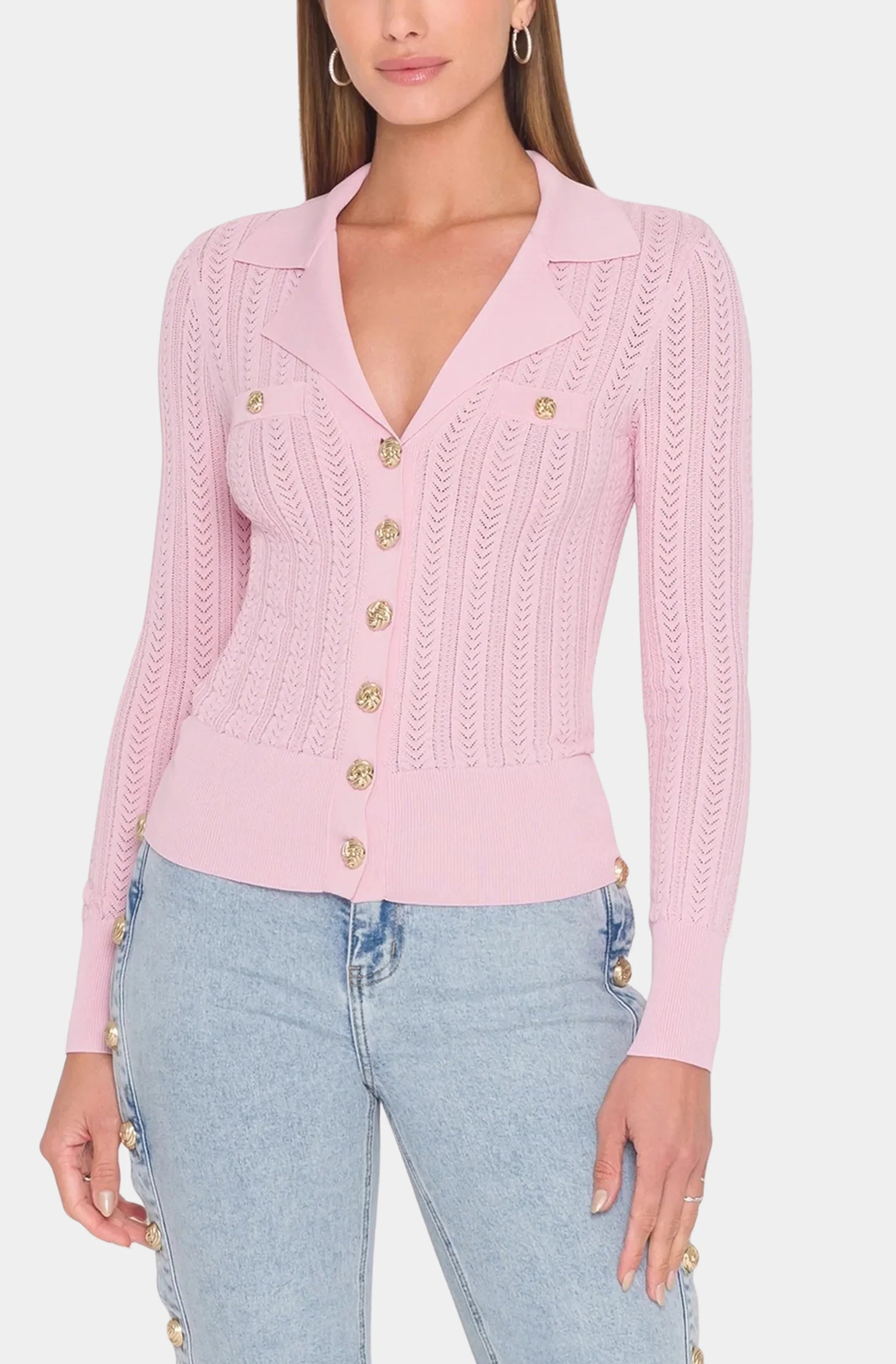 Charlotte Pointelle Rib Cardigan