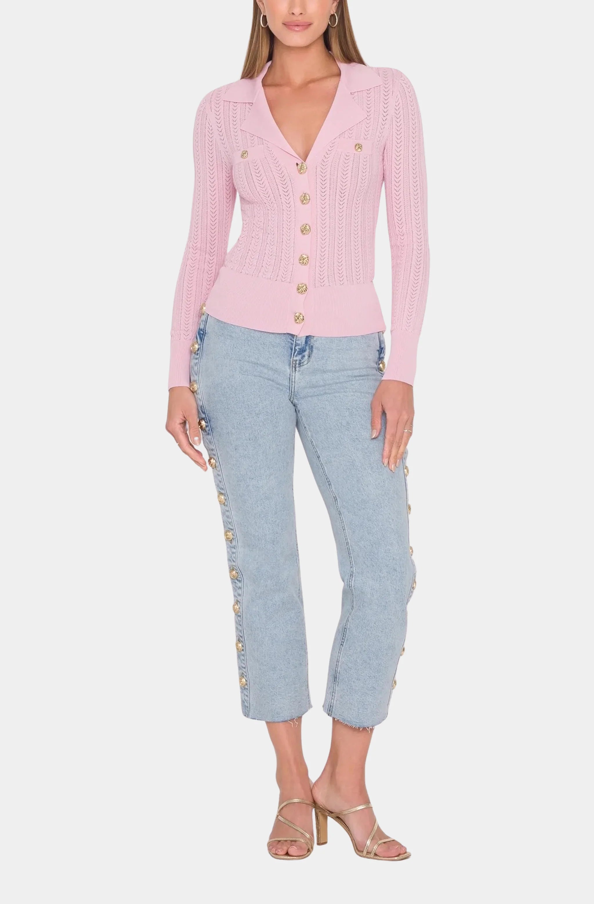 Charlotte Pointelle Rib Cardigan