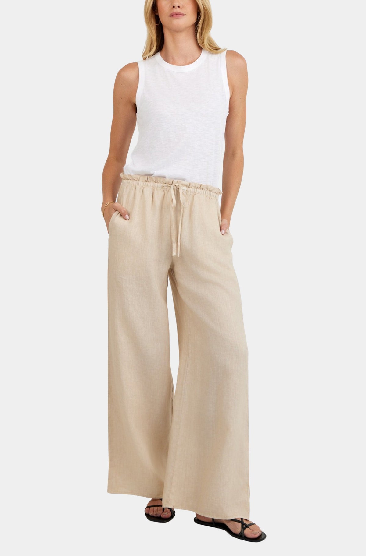 Flax Ruffle Wide Leg Ruffle Waist Wide Leg Pant – HEMLINE French Quarter
