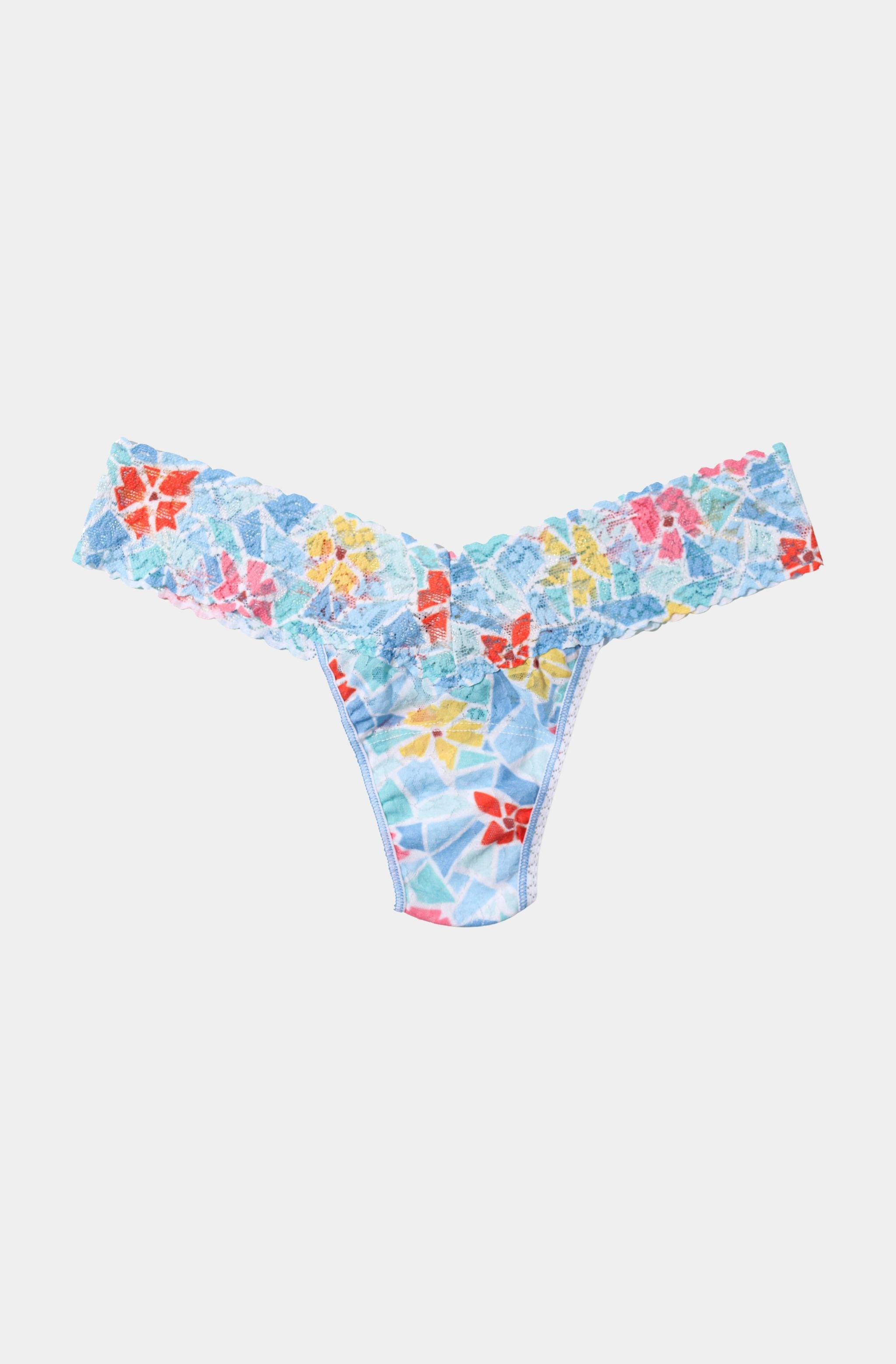 Printed Signature Lace Low Rise Thong
