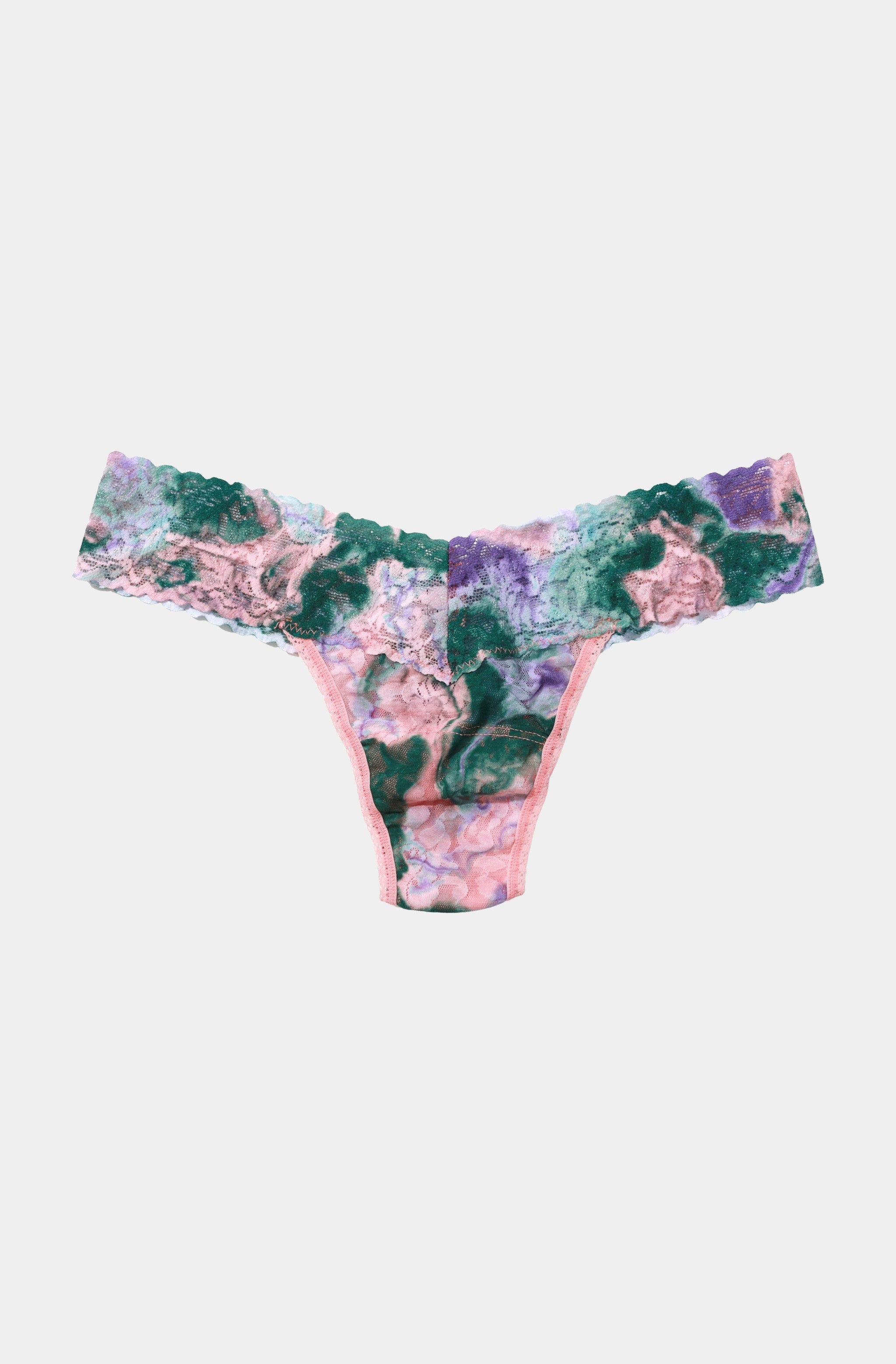 Printed Signature Lace Low Rise Thong